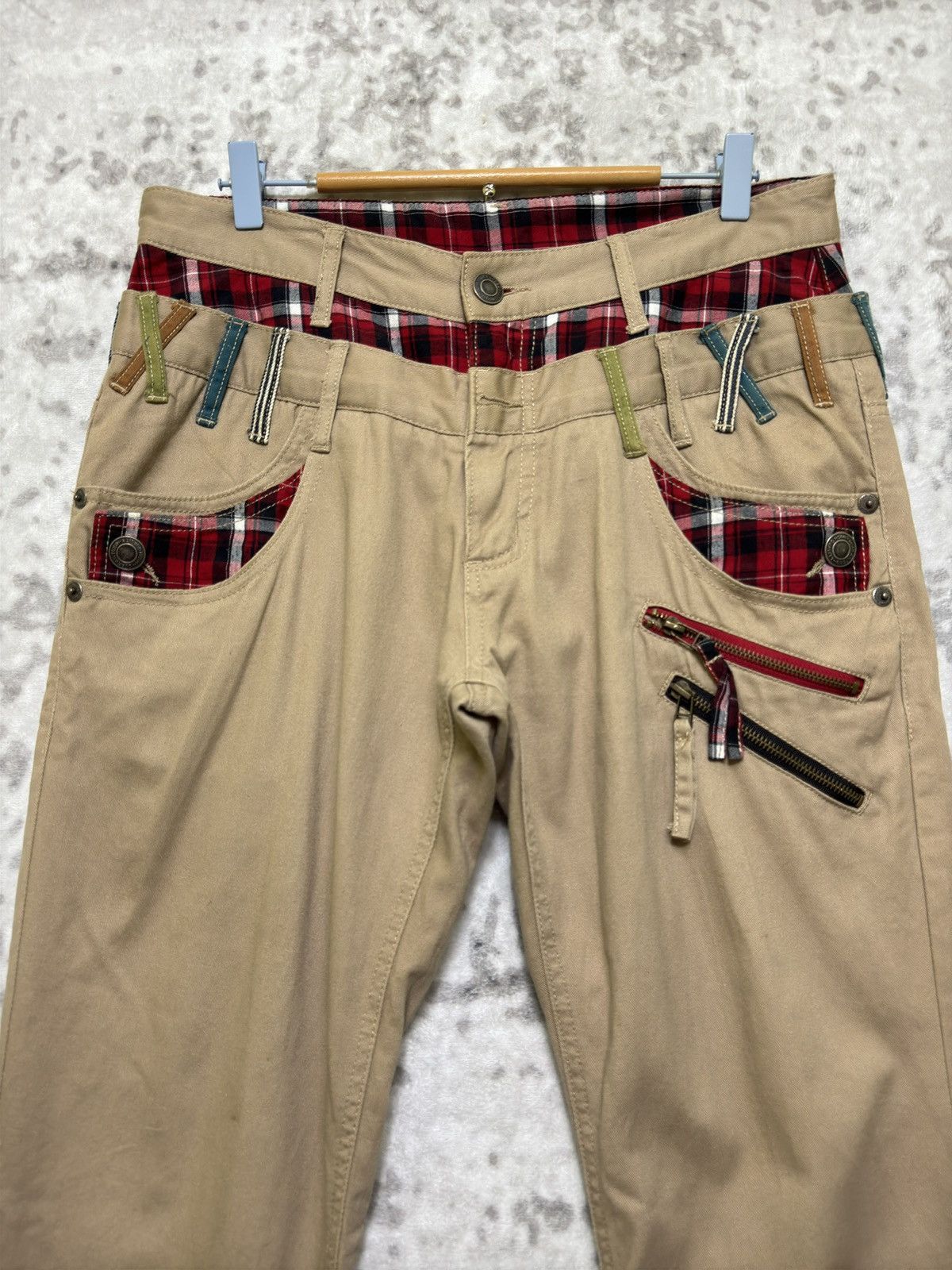 Japanese Brand Y2K Japanese Archive Punk Double Waist Zipper Detail Pants Size US 32 / EU 48 - 3 Thumbnail