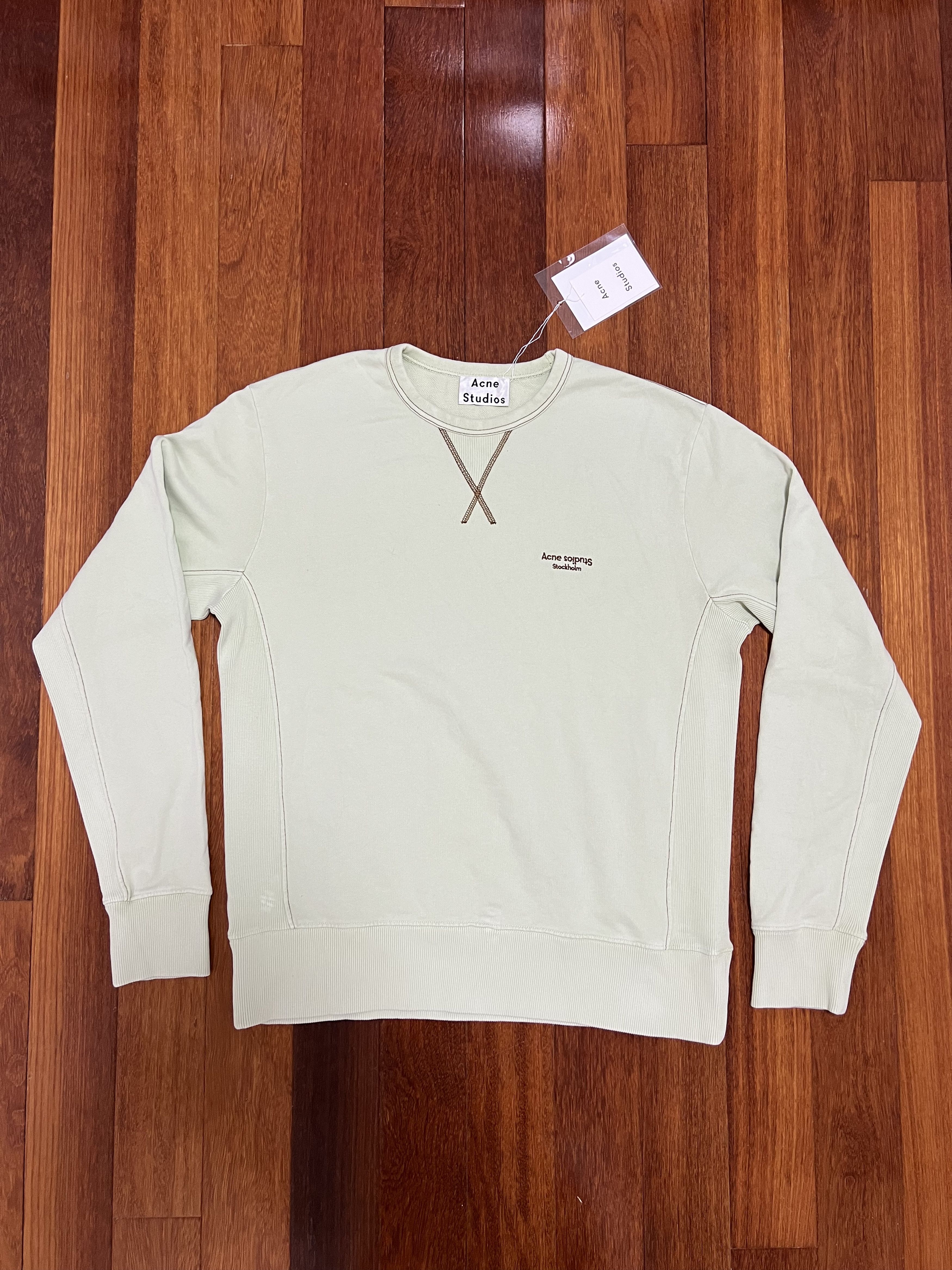 Acne Studios 💚 Acne Studios Embroidered Lime Green Crewneck Large NEW Size US L / EU 52-54 / 3 - 1 Thumbnail