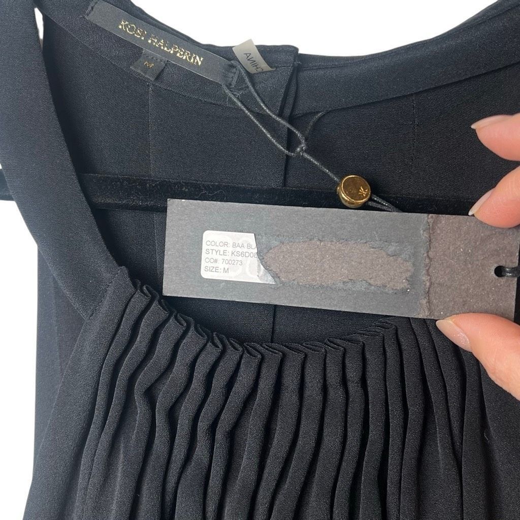 KOBI HALPERIN New Kobi Halperin Black Silk Maxi Dress with Pleated Necklin Size M / US 6-8 / IT 42-44 - 11 Thumbnail