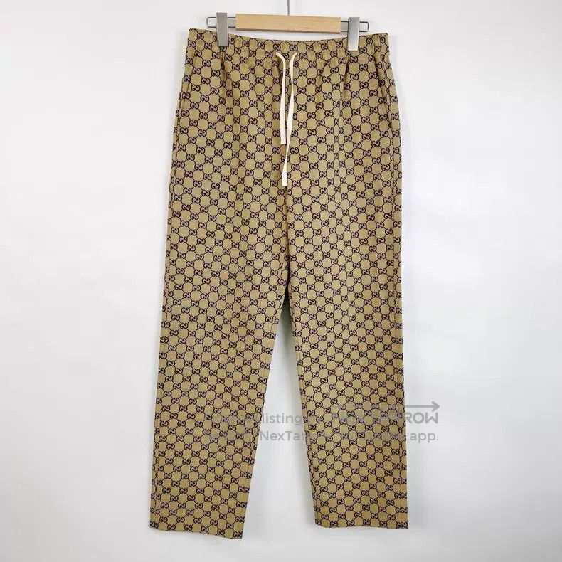 Gucci Gucci Beige double G-shaped full-printed tie-up mid-waist Size US 30 / EU 46 - 1 Thumbnail