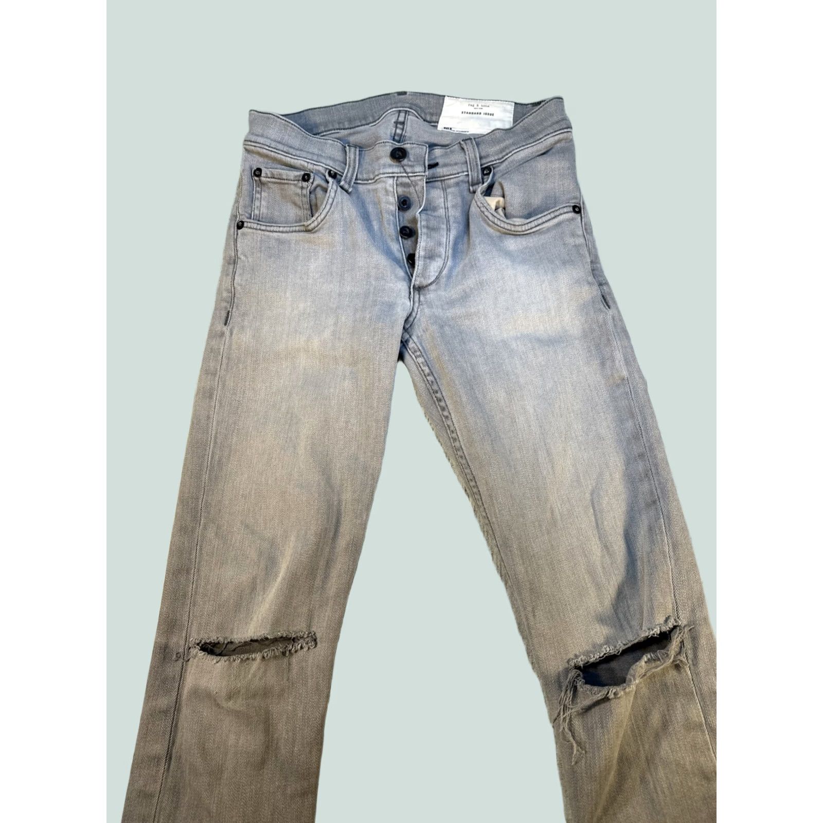 Rag & Bone VINTAGE Rag and Bone Jeans Mens 29x34 Grey Denim Skinny Leg Button Fly Pants Size US 29 - 1 Thumbnail