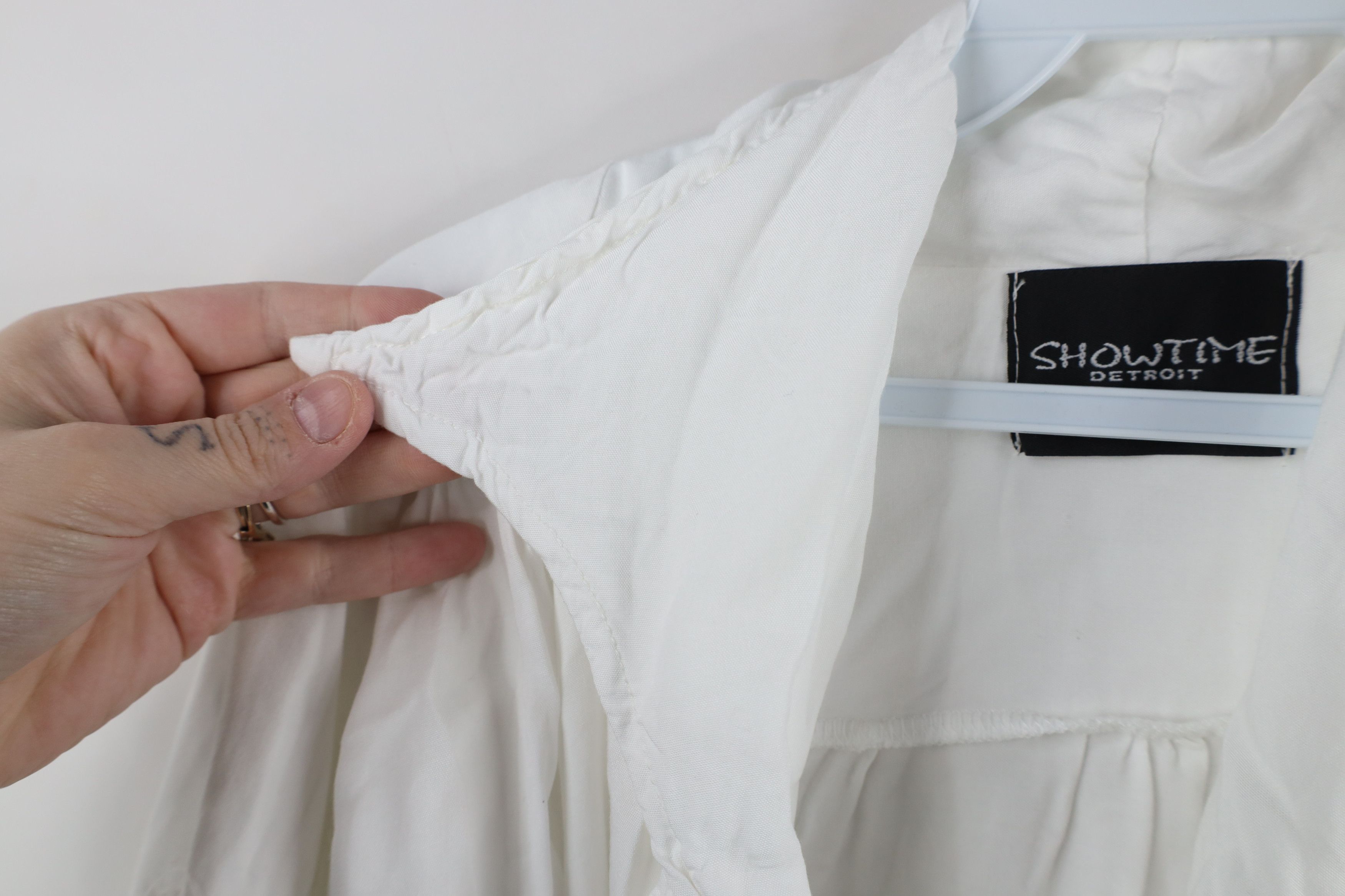 Vintage Vintage 90s Renaissance Ruffled Lace Up Collared Shirt White Size US XXL / EU 58 / 5 - 8 Thumbnail