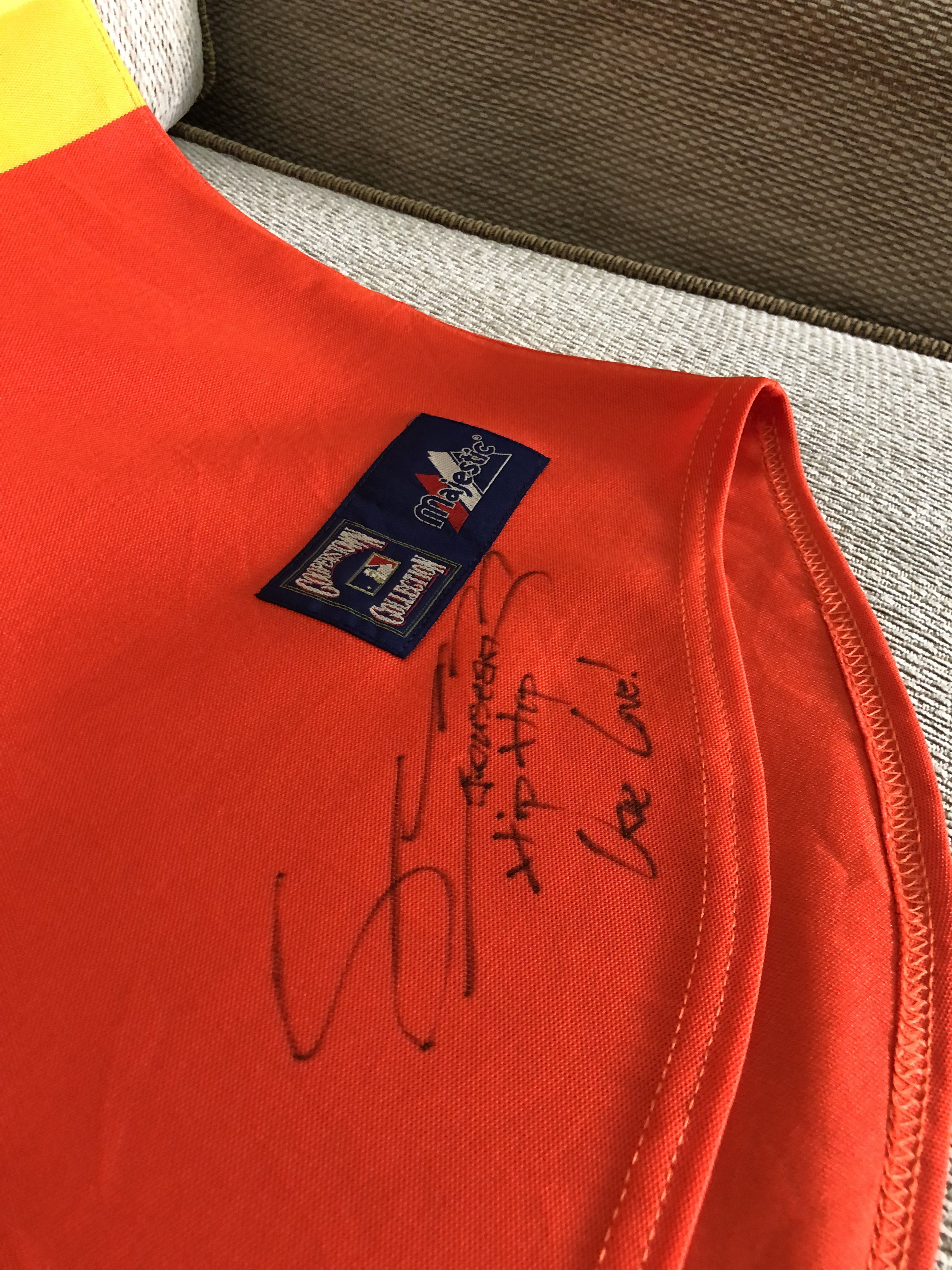 Vintage 🔥 Vtg 80s Houston Astros Baseball Jersey HipHop Autographed Size US XL / EU 56 / 4 - 2 Thumbnail