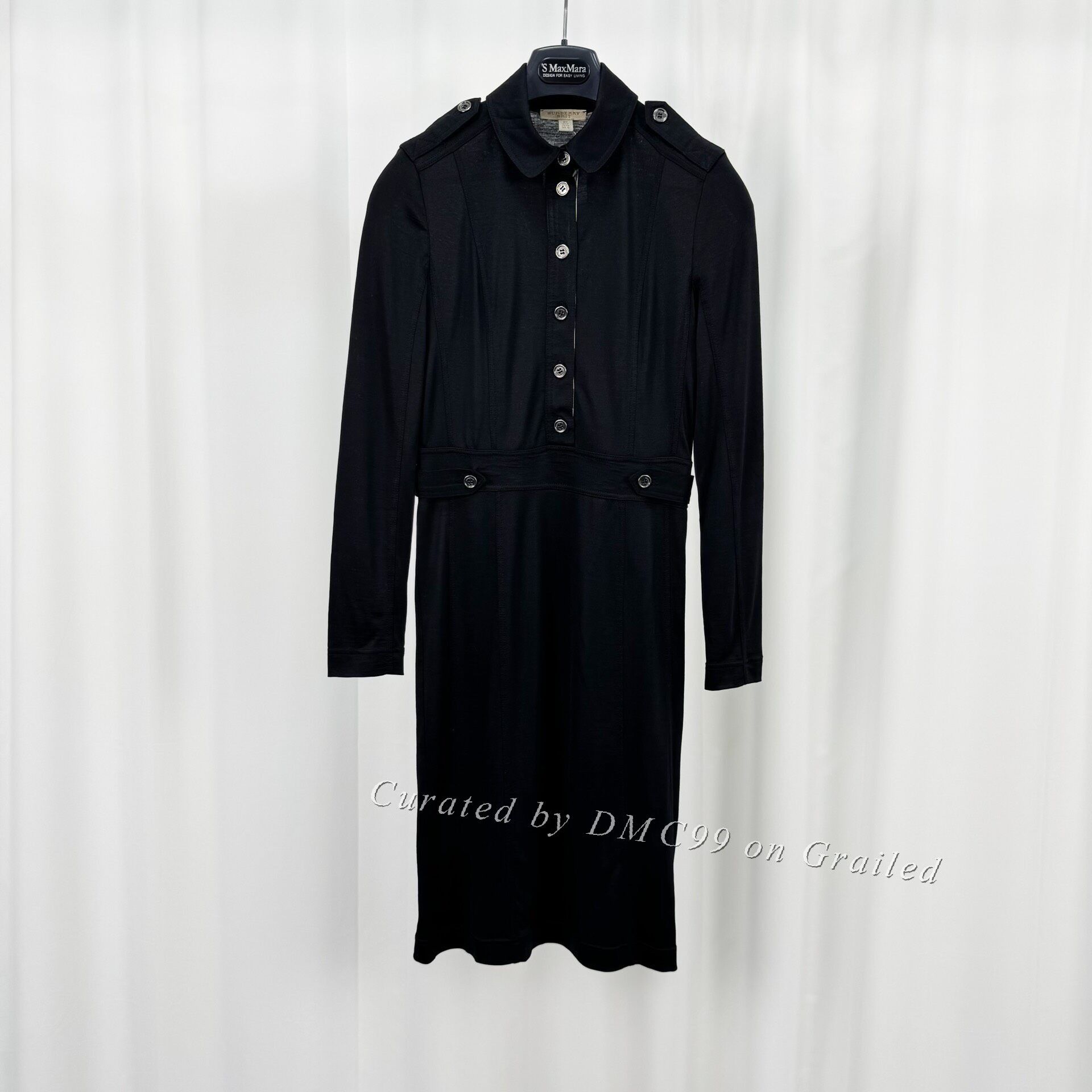 Burberry Burberry Black Epaulet Wool Dress Size XS / US 0-2 / IT 36-38 - 1 Thumbnail