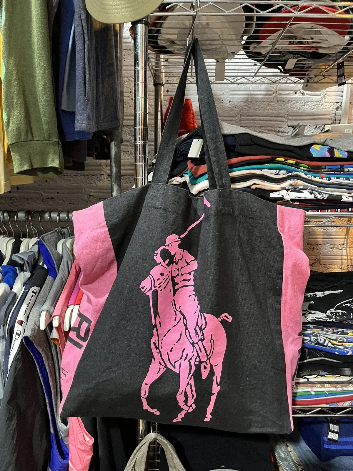 Polo Ralph Lauren Polo RL 2000 Black Pink Tote-bag Y2K Size ONE SIZE - 2 Thumbnail