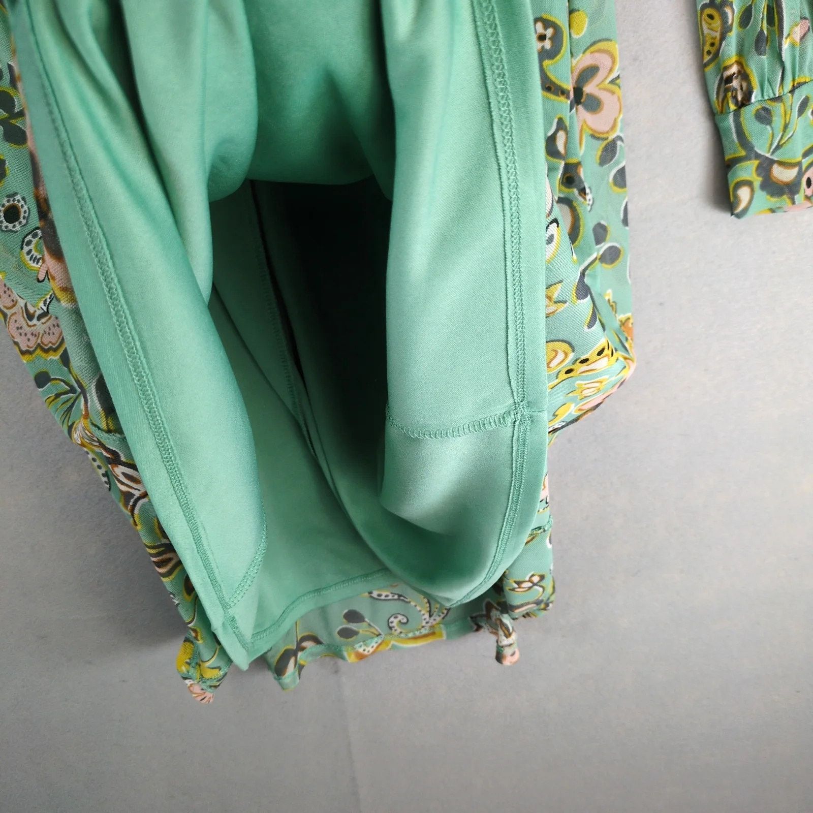 Other Allison Brittney Green Floral Paisley Dress L Sheer Overlay Size L / US 10 / IT 46 - 10 Thumbnail