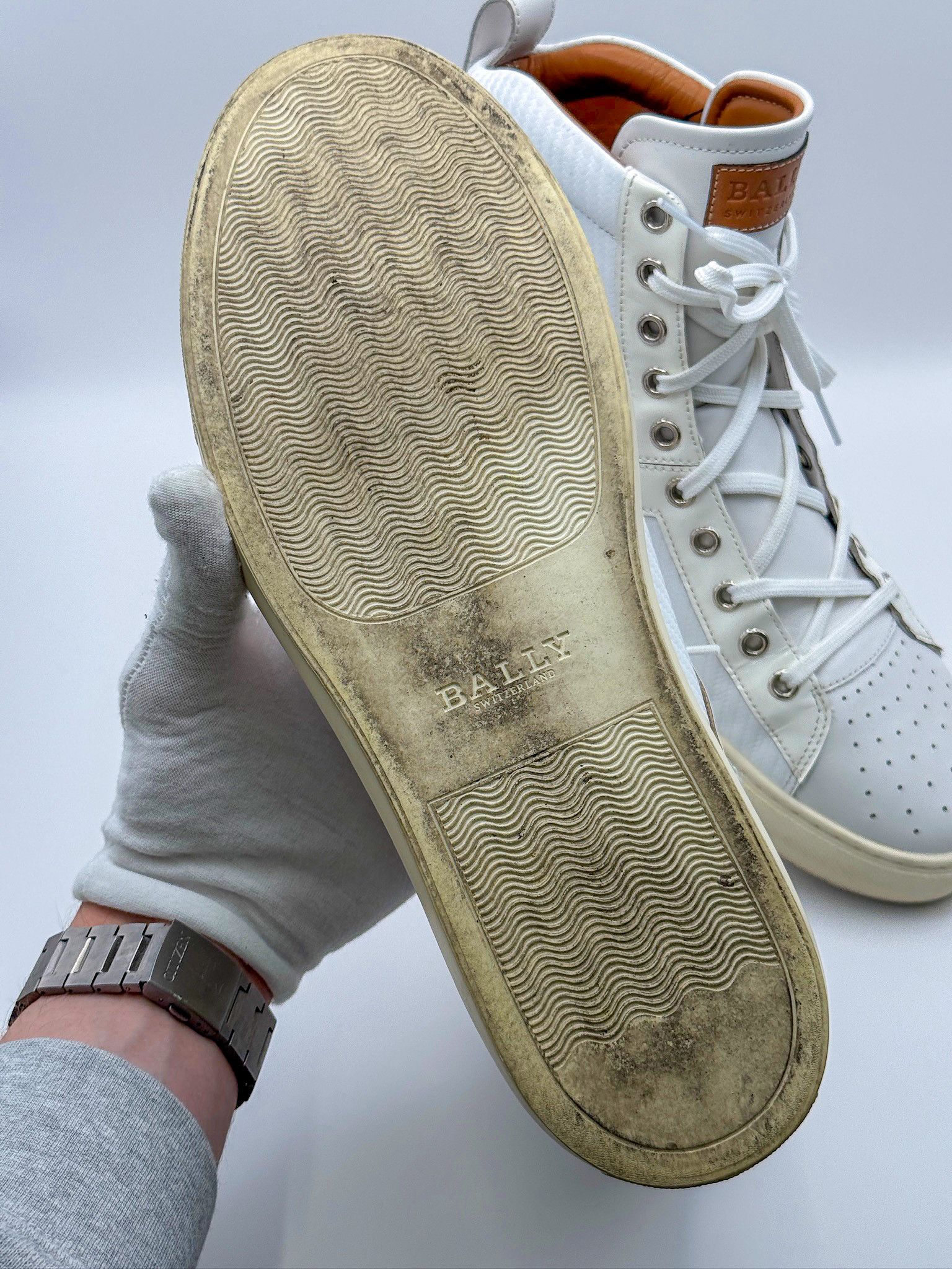 Bally Bally Hekem White Leather Lace-Up Hi-Top Sneakers Size US 9 / EU 42 - 15 Thumbnail
