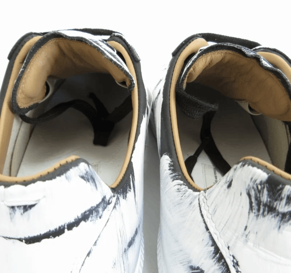 Maison Margiela Replica Low Top Leather German Trainer Paint Black White Size US 9 / EU 42 - 8 Thumbnail
