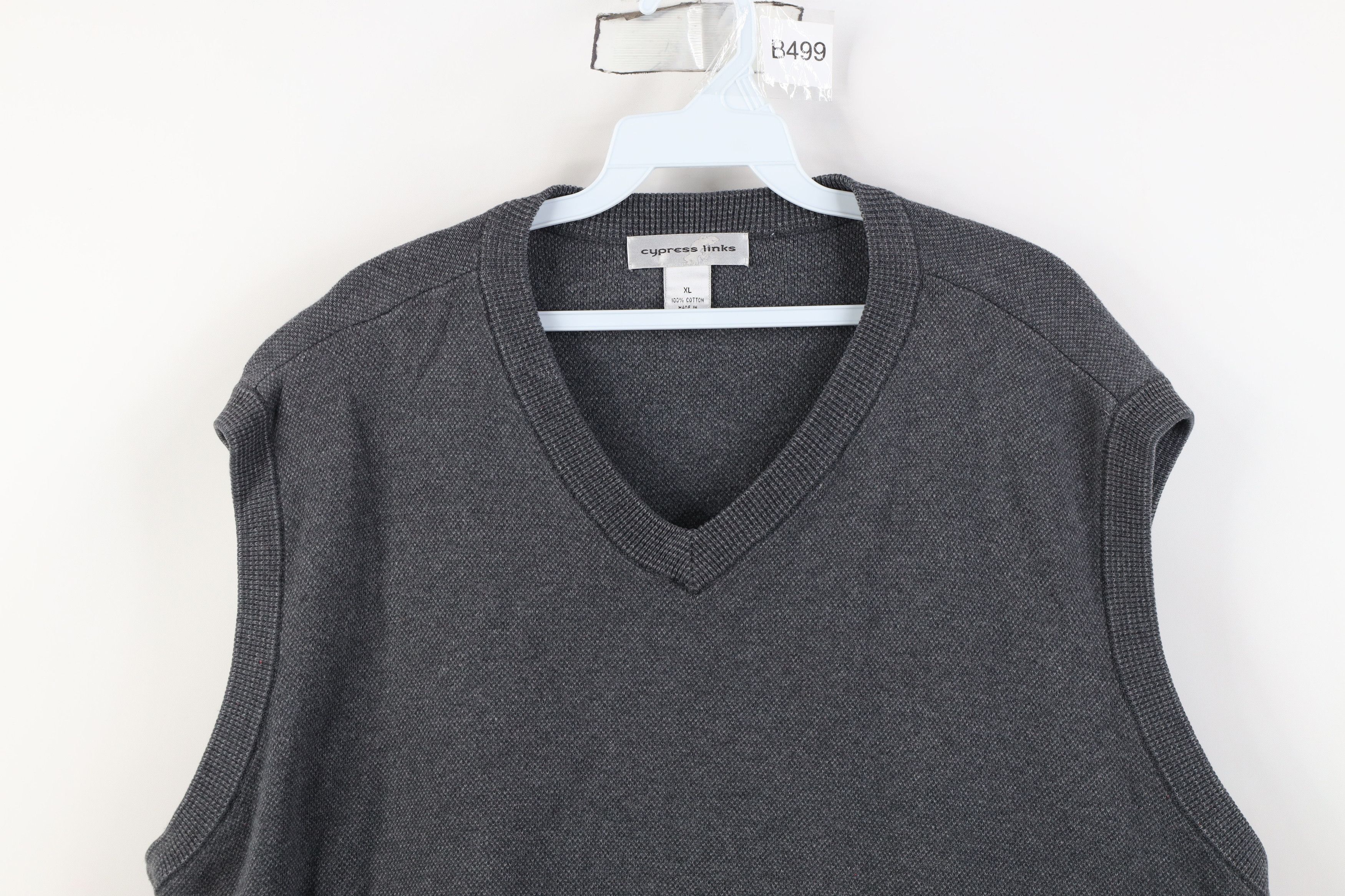 Vintage Vintage 90s Streetwear Cotton Knit V-Neck Sweater Vest Gray Size US XL / EU 56 / 4 - 2 Thumbnail