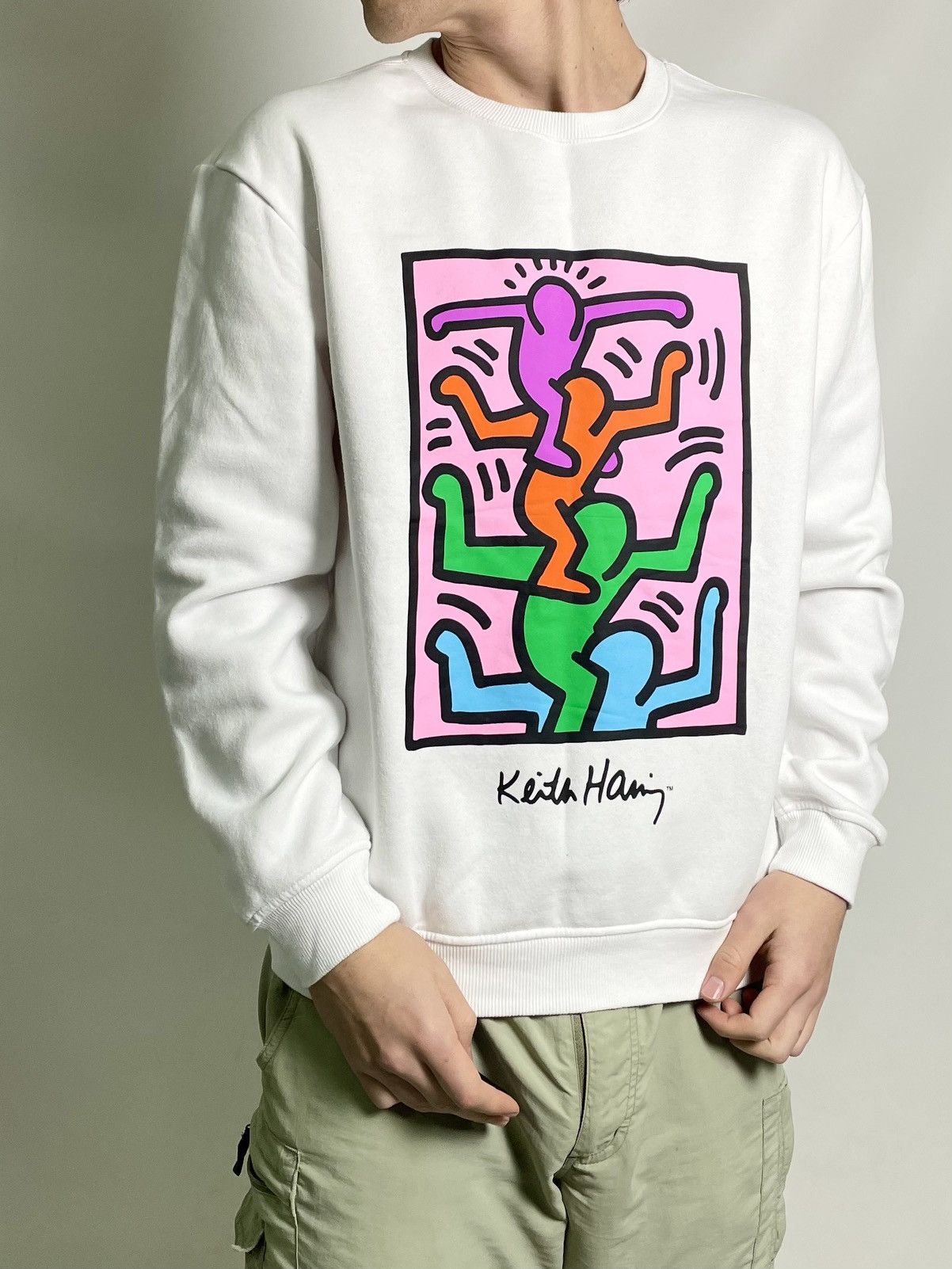 H&M × Keith Haring Keith Haring 🚹 White Printed Sweatshirt ; Vintage Graffiti Size US M / EU 48-50 / 2 - 2 Thumbnail