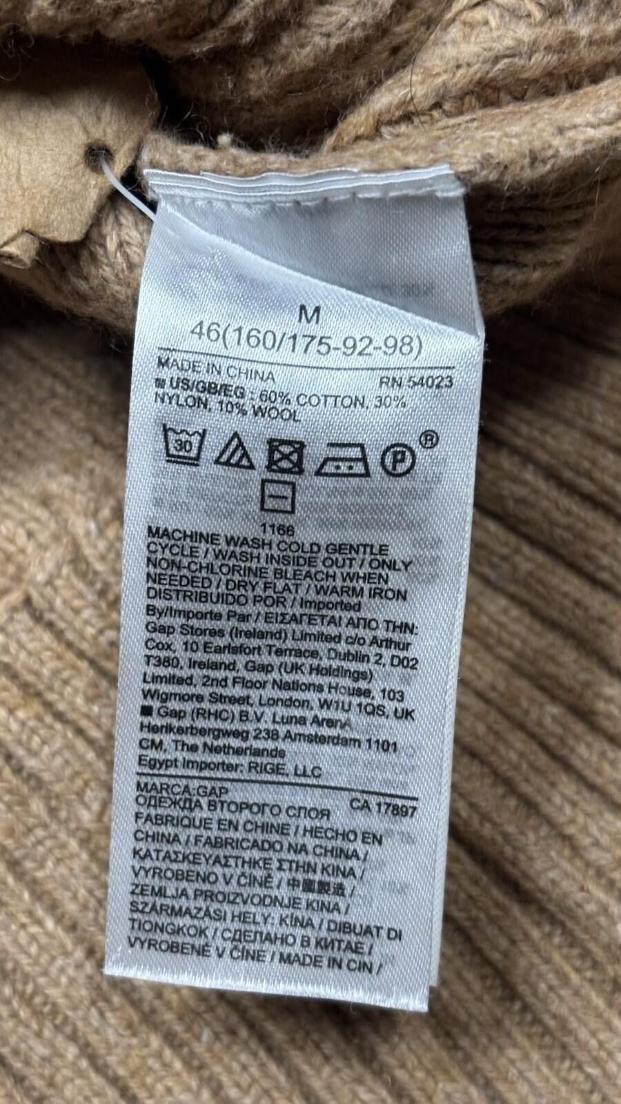 Gap Gap Sweater Mens Medium Fisherman Knit Cotton Wool Blend Tan Size US M / EU 48-50 / 2 - 12 Thumbnail