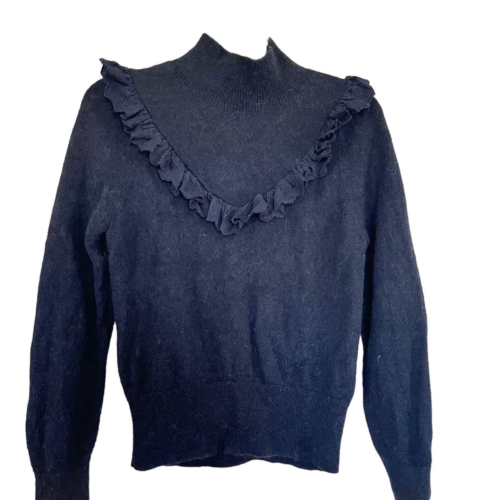 & Other Stories Ruffled Turtleneck Knit Sweater Black Women