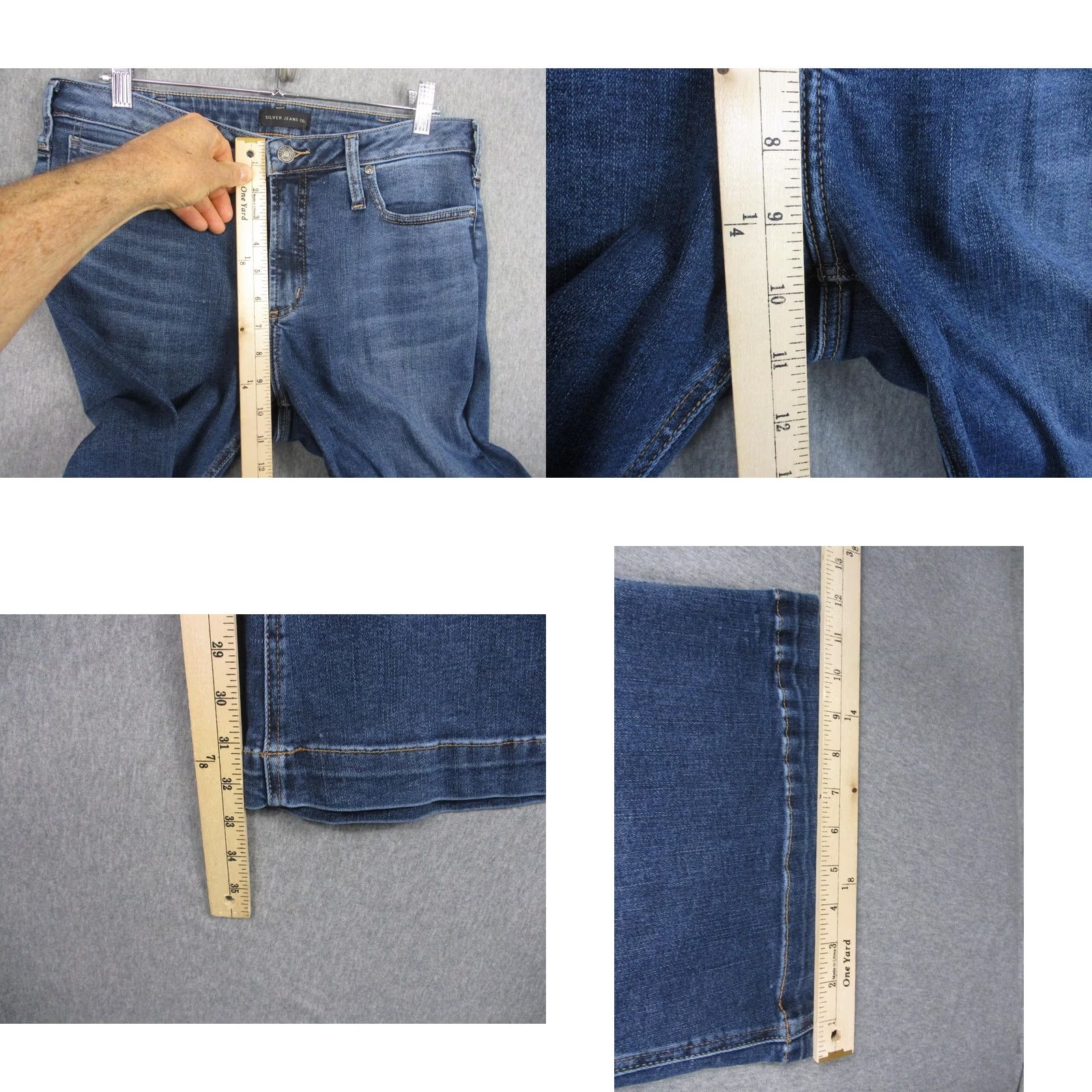 Silver Jeans Co. Silver Jeans Co High Note Flare Jeans Womens W32/L33 Blue Medium Wash Denim Flared Pockets Stretch 5-Pocket Zip Fly Button Womens Jeans Size 24" / US 00 / IT 34 - 8 Thumbnail