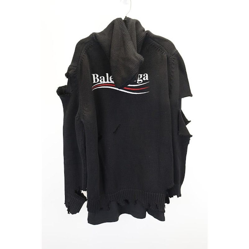 Balenciaga o1rshd1 Political Campaign Distressed Logo Cotton Hoodie Size US XS / EU 42 / 0 - 3 Thumbnail