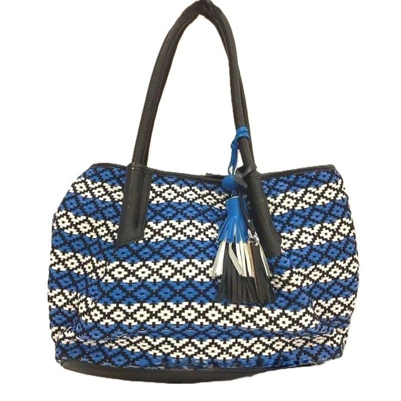 Vince Camuto Vince Camuto Harlo Leather Geometric Woven Travel Tote Bag Size ONE SIZE - 9 Thumbnail