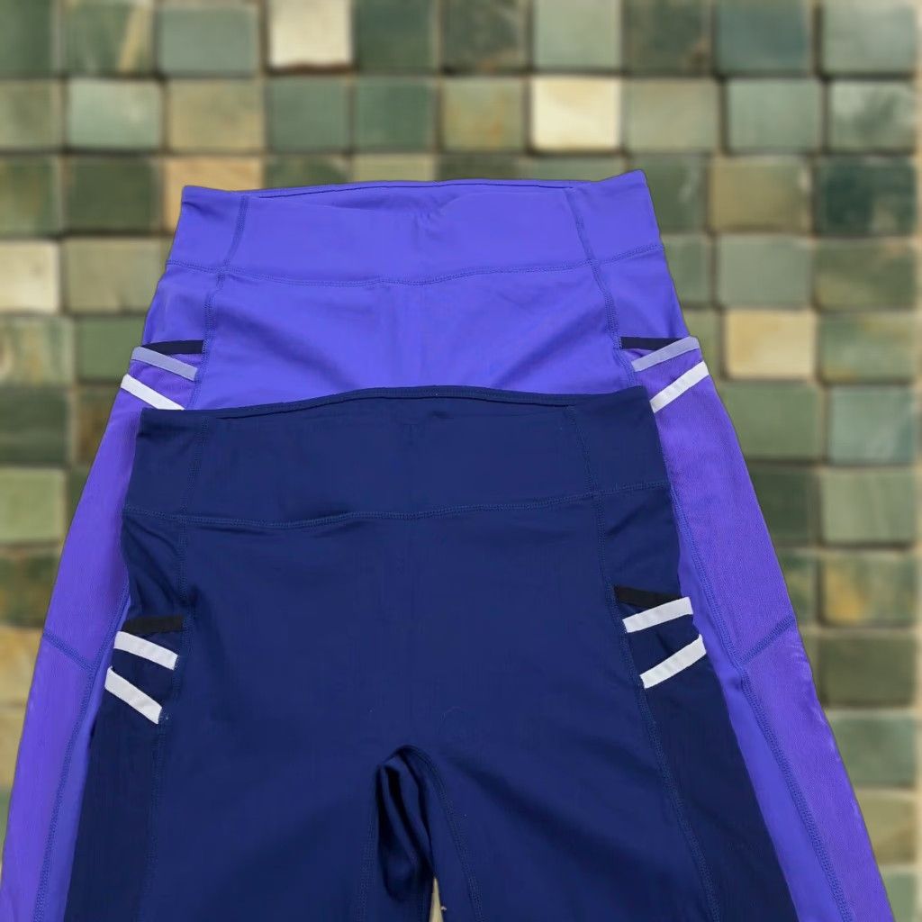 Fabletics Fabletics Leggings LOT OF 2 Purple Blue Small Med High Waisted Ankle 24 in Inseam Womens Activewear Athleisure Size 29" - 1 Thumbnail