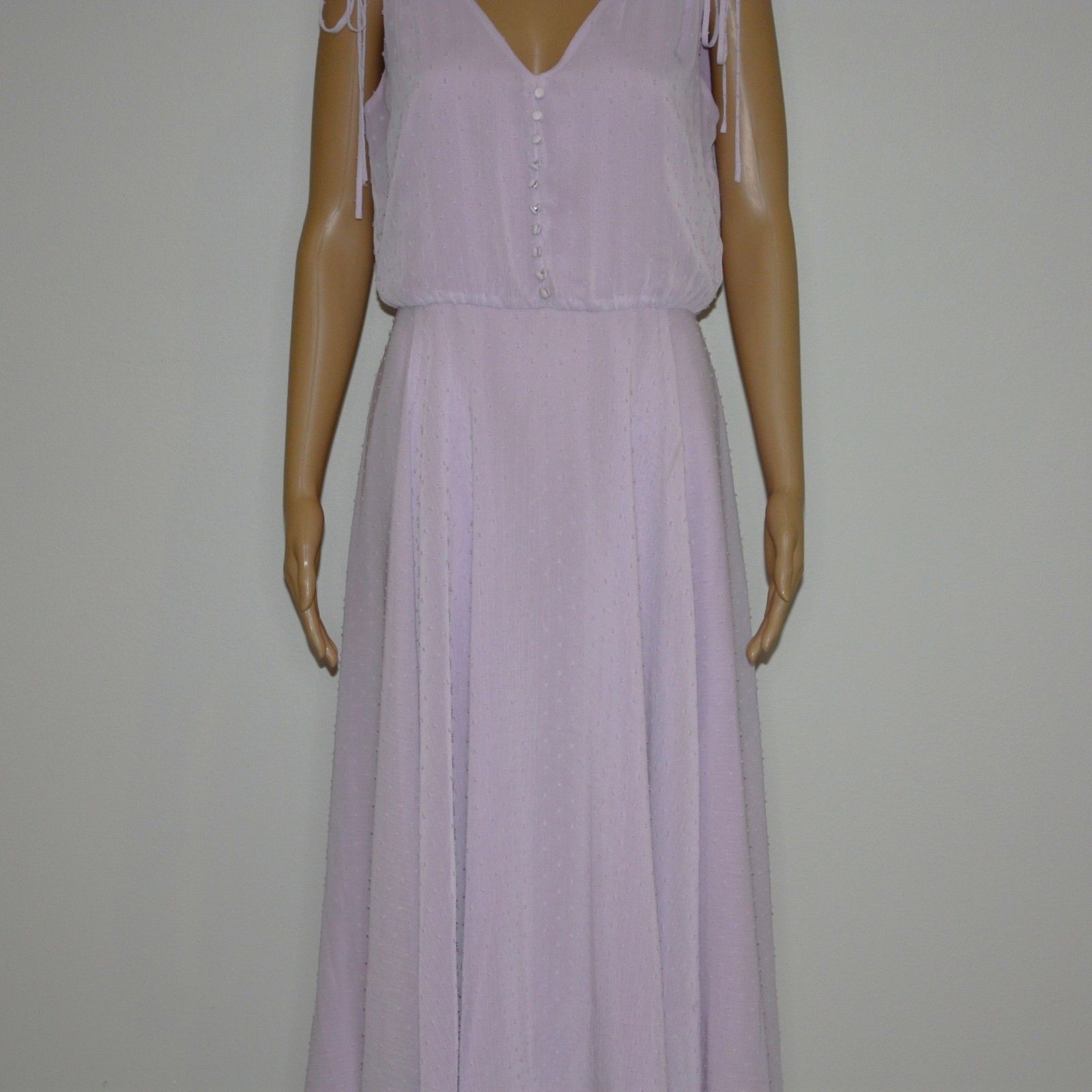 Other Gal Meets Glam Hillary Clip Dot Lilac Chiffon Midi Dress Size M / US 6-8 / IT 42-44 - 10 Thumbnail
