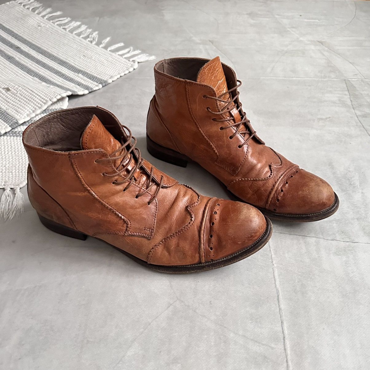 Dirk Bikkembergs 00s Moma Brogue Derby Lace Up Boots Avantgarde Guidi Vibe Size US 12 / EU 45 - 3 Thumbnail