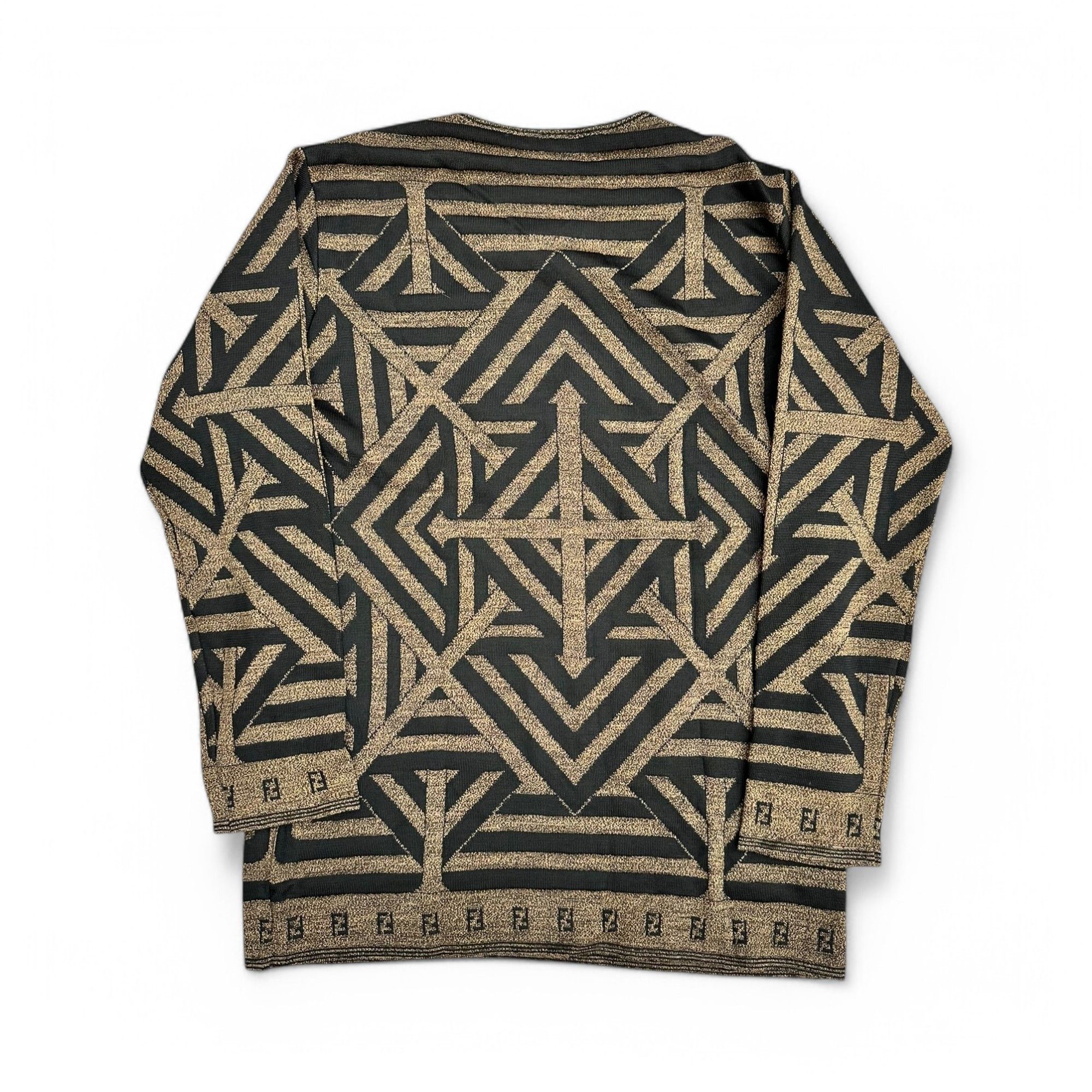 Fendi Light Sweater Vintage Geometric Logo Brown and Black
