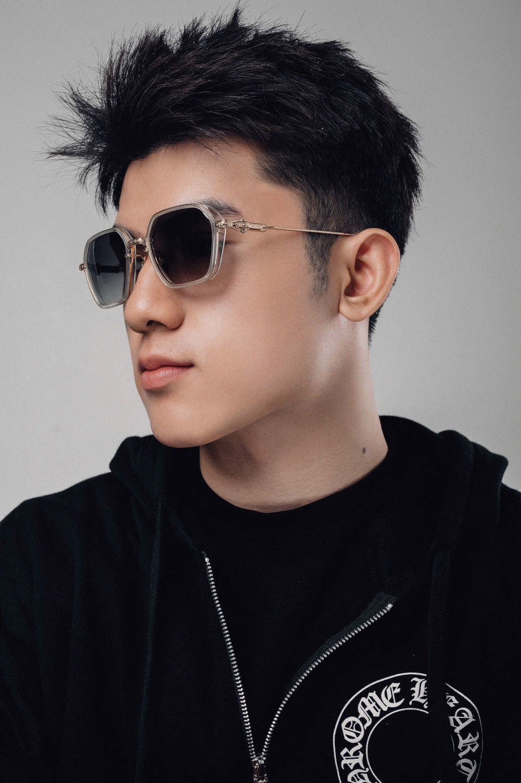 Chrome Hearts CHROME HEARTS DANGER ZONE CRYSTAL / GOLD PLATED SUNGLASSES Size ONE SIZE - 10 Thumbnail