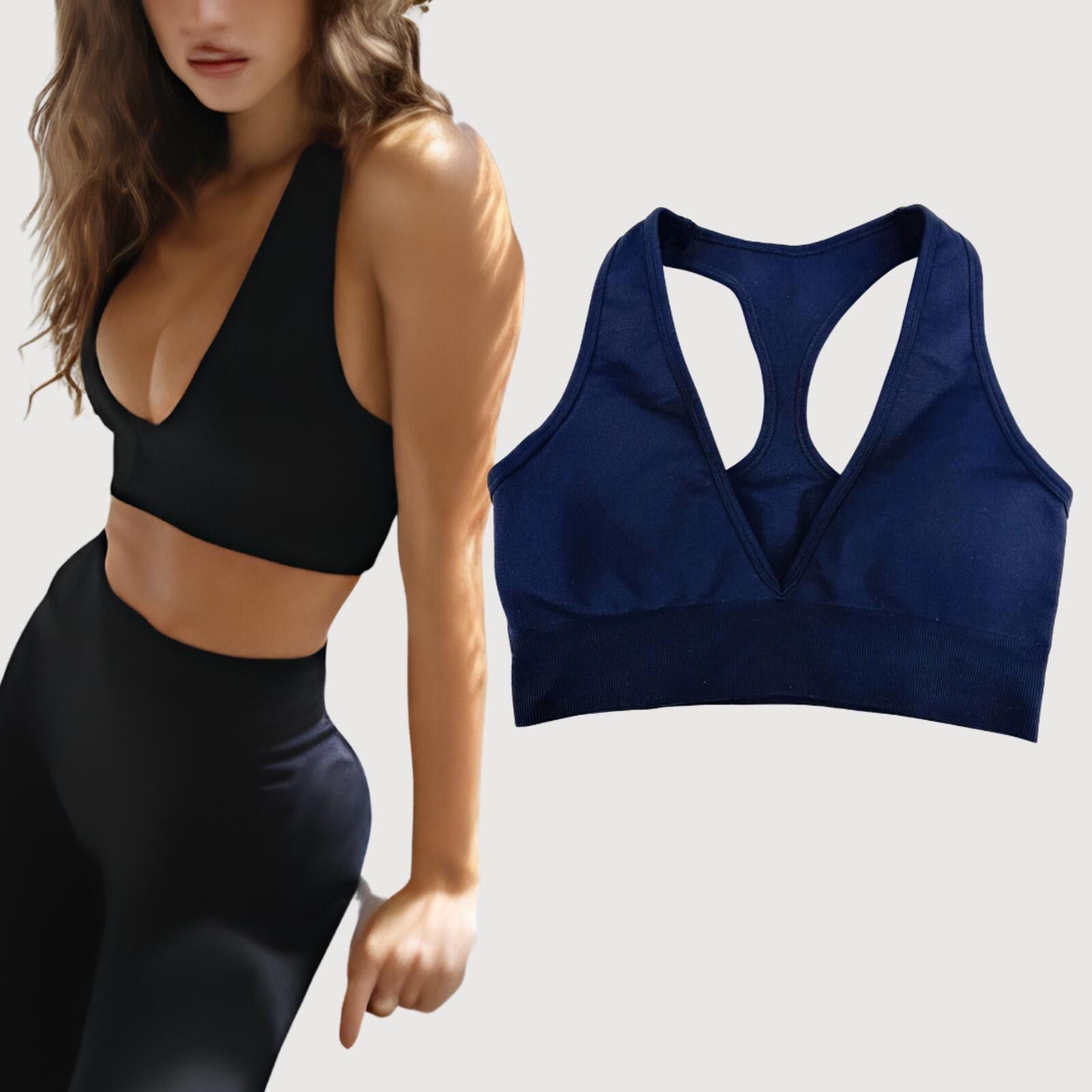 CSB CSB Nyla Racerback Ribbed Sports Bra Black Size ONE SIZE - 3 Thumbnail