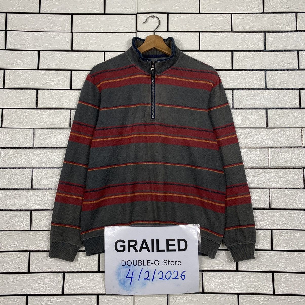 Issey Miyake 📌Vintage Anorak Sweatshirt Simple Life Striped Size US L / EU 52-54 / 3 - 1 Thumbnail