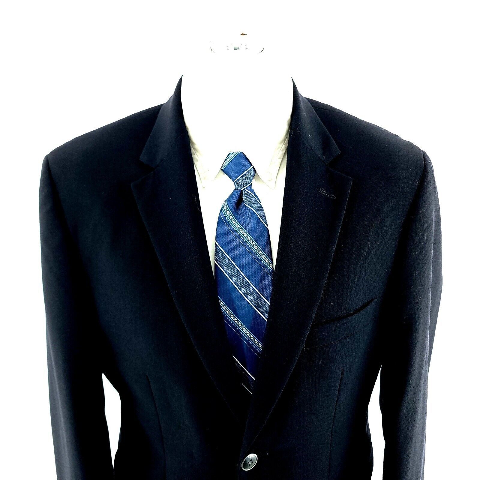 Pronto Uomo Pronto Uomo Est 1971 Wool Polyester 2 Button Blue Blazer 40S Size 40S - 1 Thumbnail
