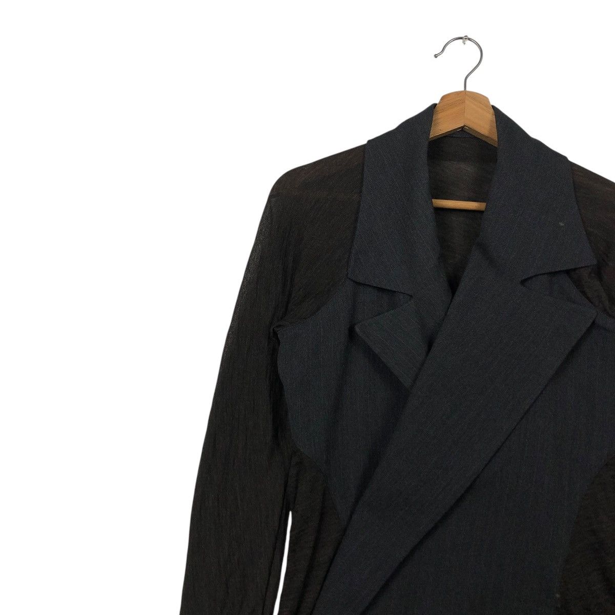 Yohji Yamamoto VINTAGE DOUBLE COLLAR JACKET ASYMMETRICAL DESIGN RICH BLACK Size M / US 6-8 / IT 42-44 - 8 Thumbnail