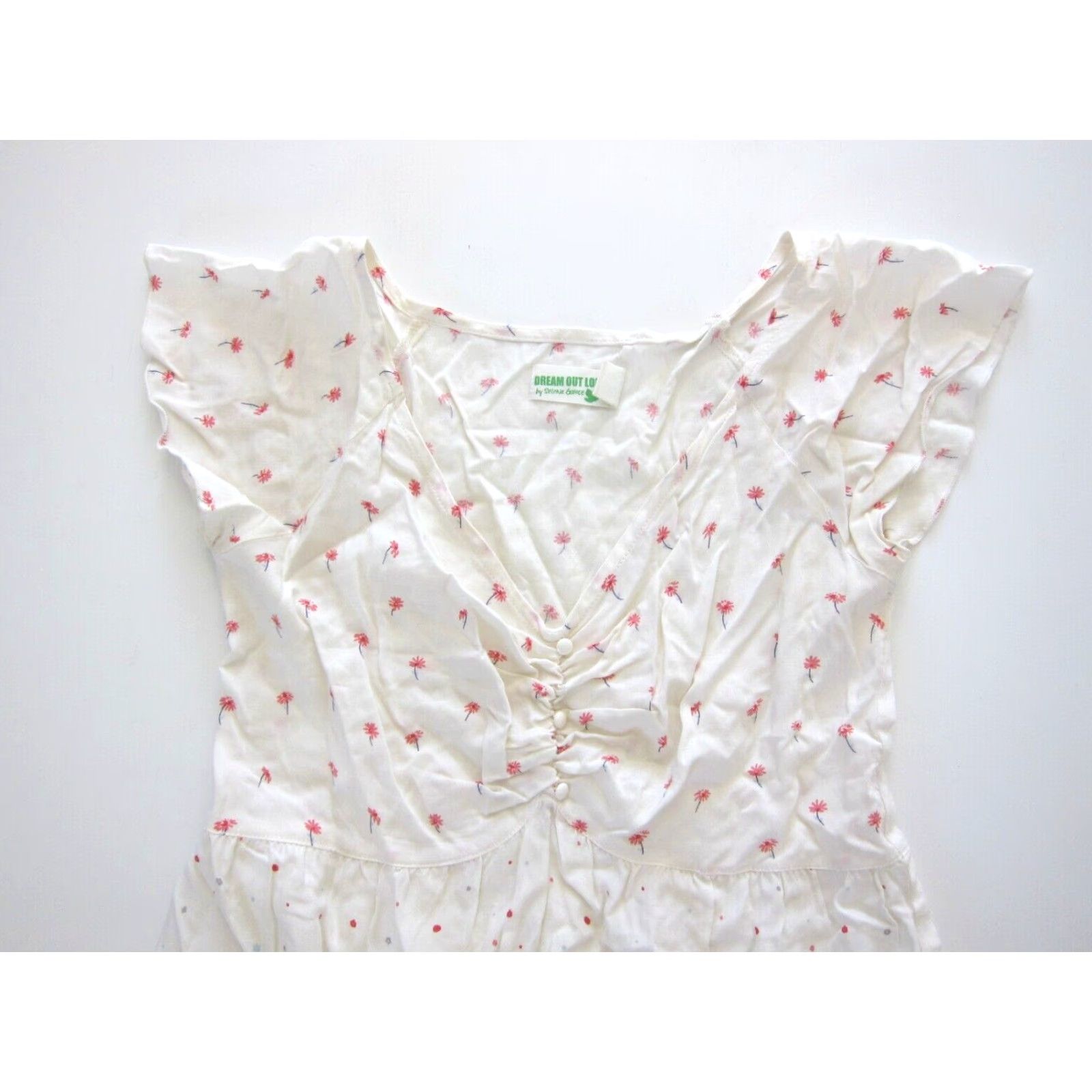 Vintage VINTAGE Dream Out Loud Selena Gomez Rayon Ivory Floral Short Sleeve Prairie Dress XS Size 26" / US 2 / IT 38 - 3 Thumbnail