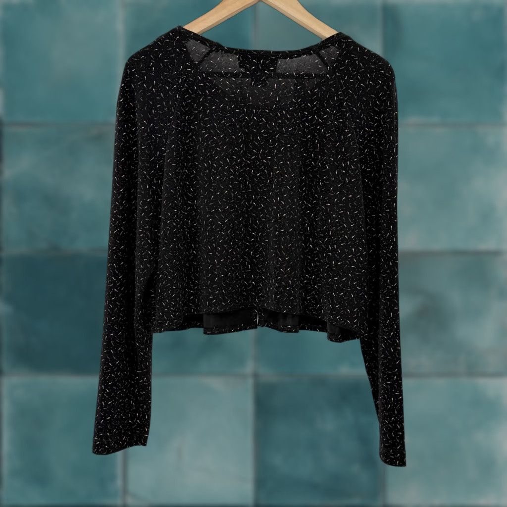 Vintage VINTAGE Carole Little Black Metallic Gold Accent Crop Cardigan Jacket Strech Sz 12 USA Size XL / US 12-14 / IT 48-50 - 1 Thumbnail