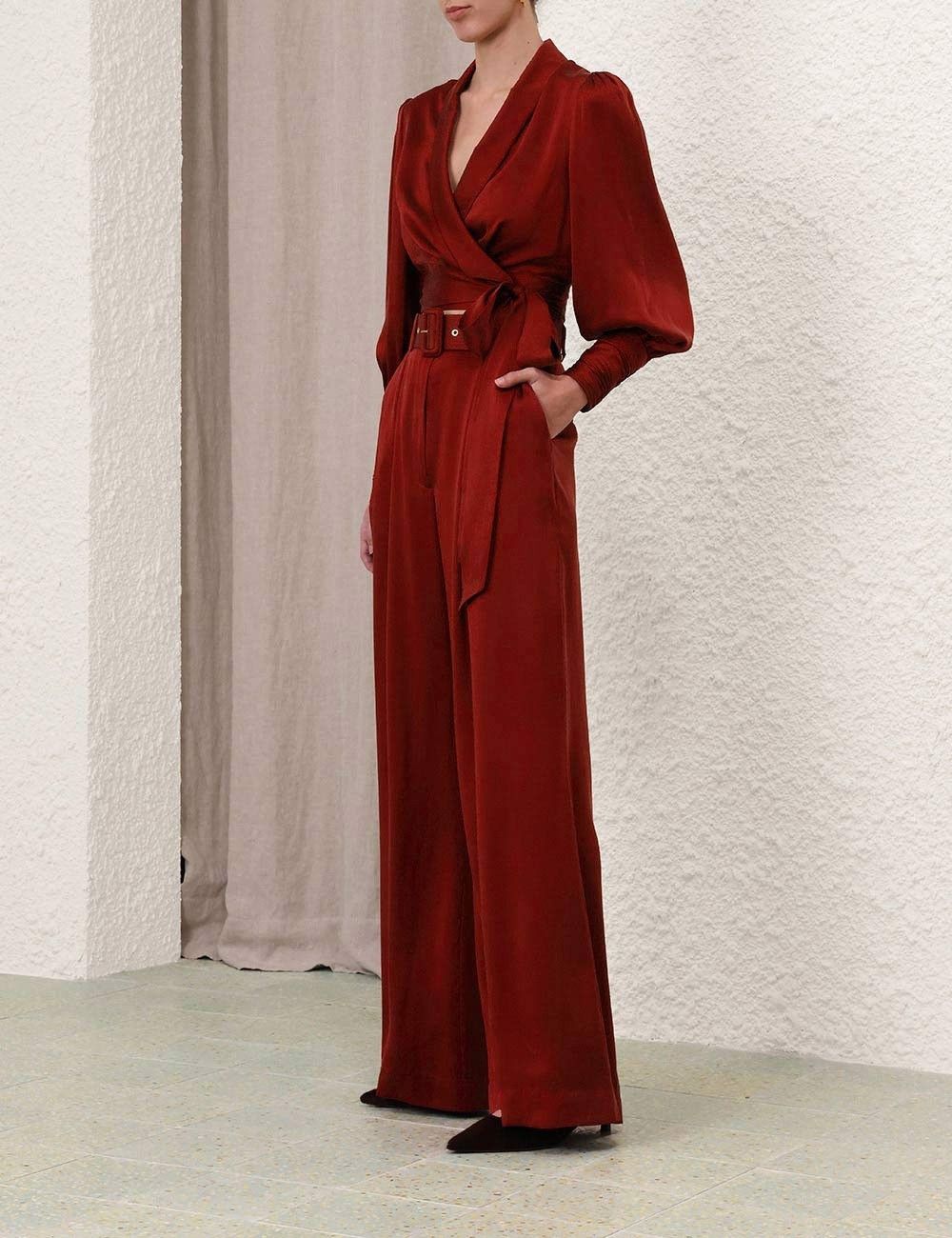 Zimmermann oc11z0825 Silk Wrap Top in Burgundy Size M / US 6-8 / IT 42-44 - 3 Thumbnail