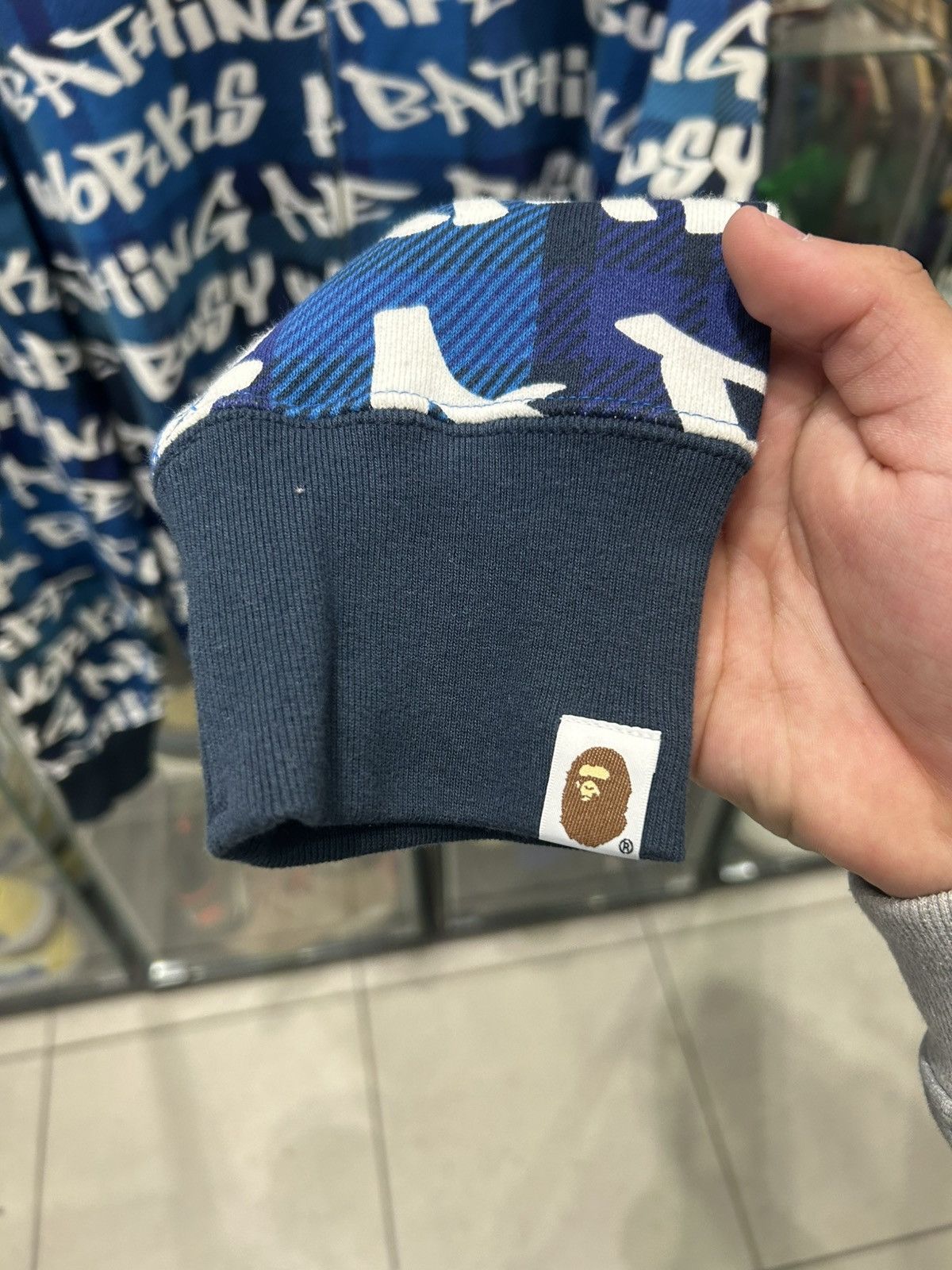 Bape Bape grafiti check shark full zip hoodie blue Size US L / EU 52-54 / 3 - 3 Thumbnail