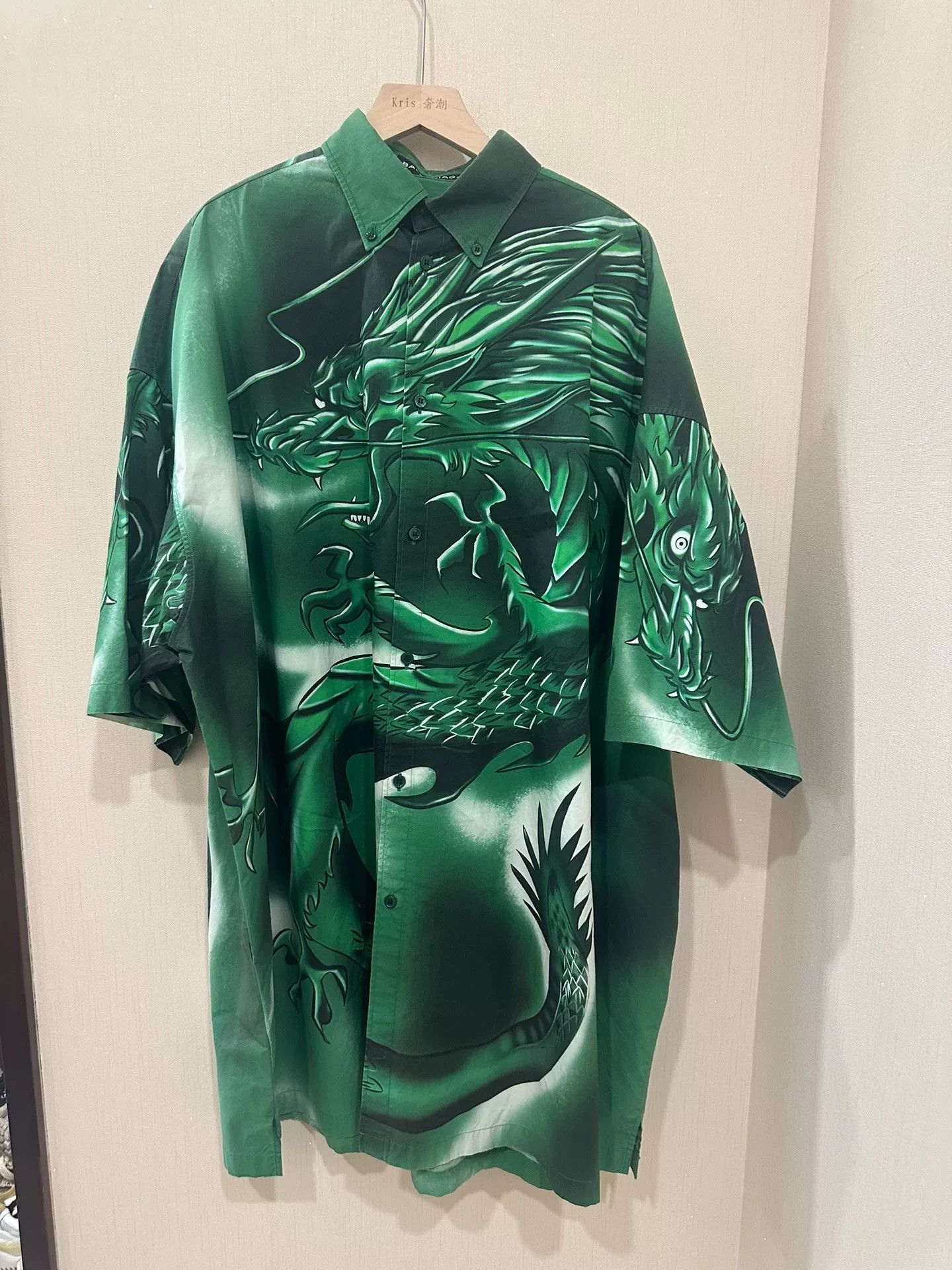 Balenciaga Balenciaga Green Dragon Print Shirt Size US M / EU 48-50 / 2 - 1 Thumbnail
