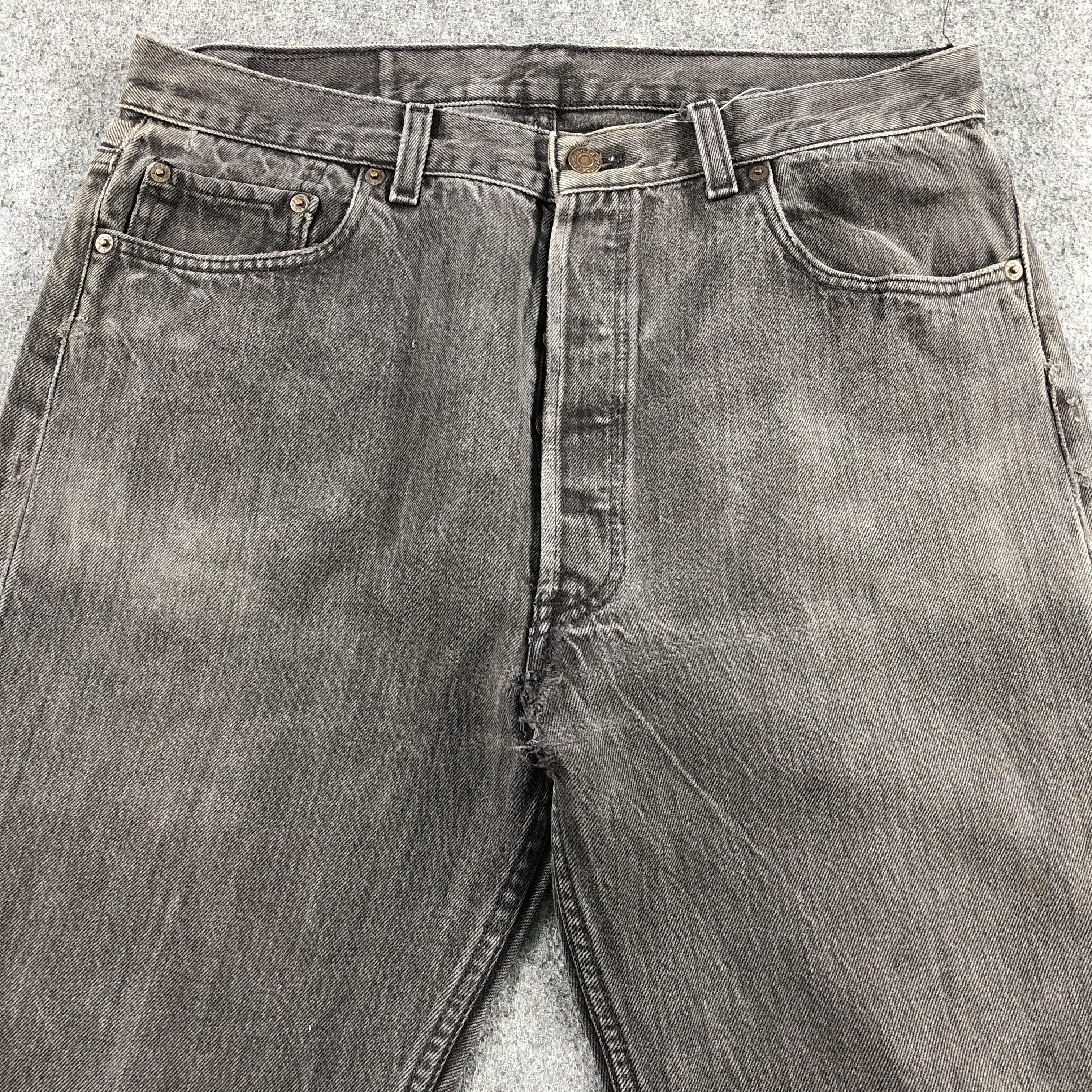 Levi's 90s Vintage Faded Black Levis 501 Jeans-J1448 Size US 34 / EU 50 - 3 Thumbnail
