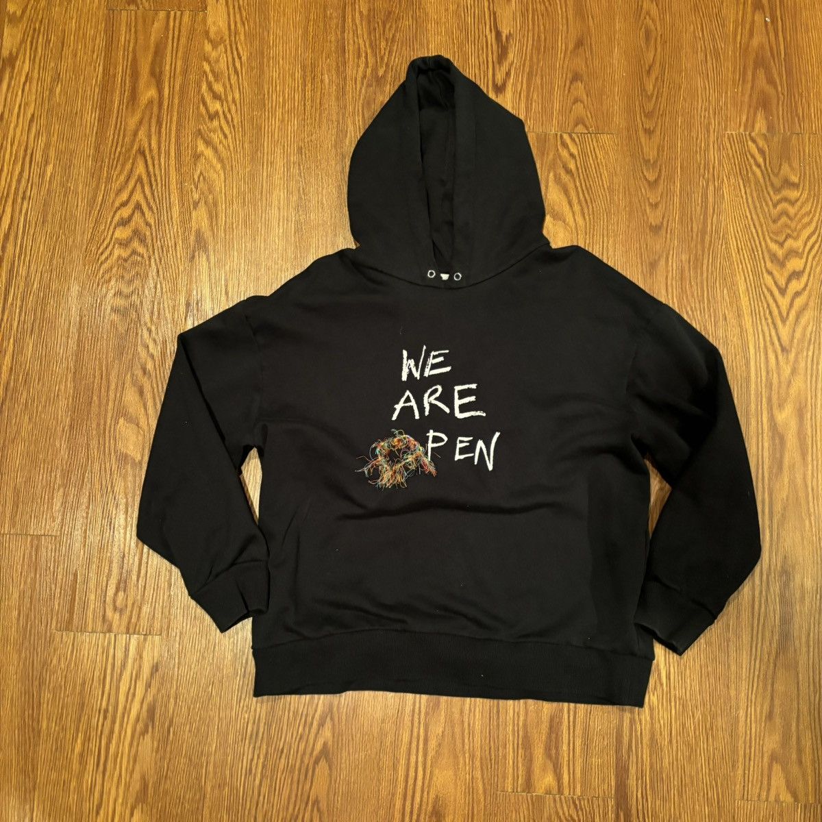 image of Stella Mccartney “We Are Open” Os Hoodie in Black, Men's (Size Medium)