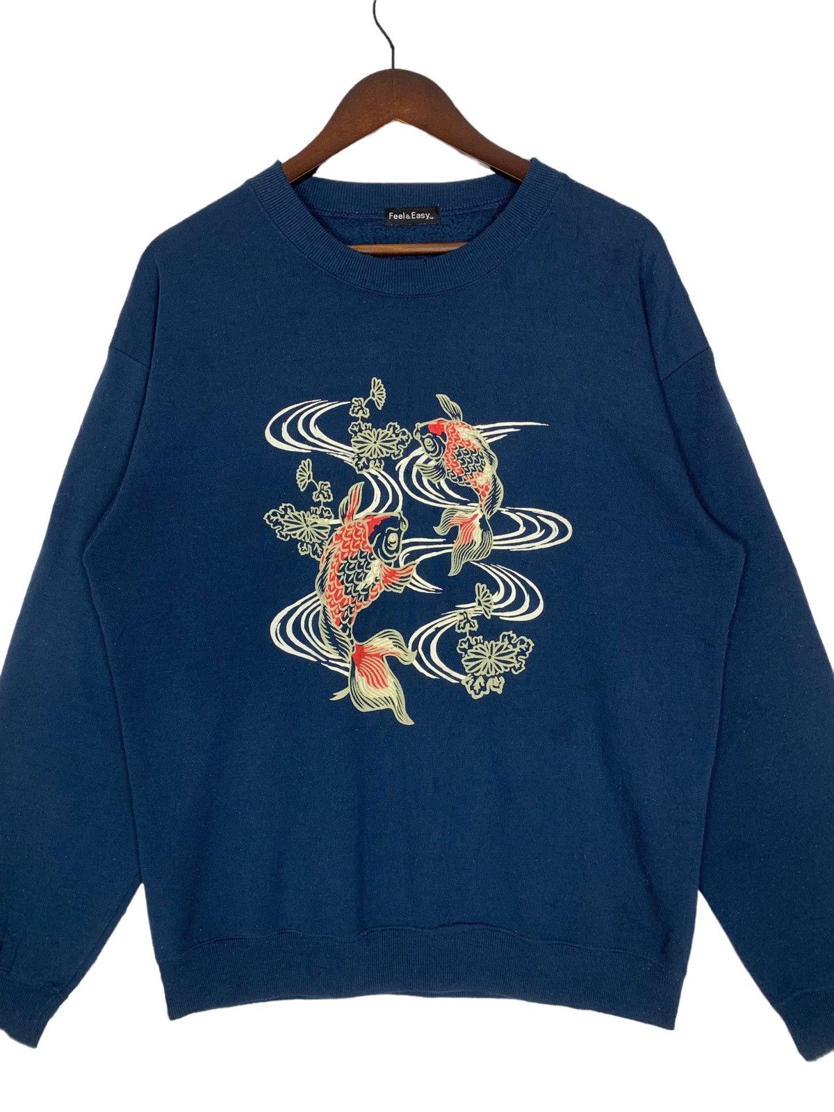 Japanese Brand Feel & Easy koi logo Crewneck Sweatshirt Colour Blue Size US M / EU 48-50 / 2 - 2 Thumbnail