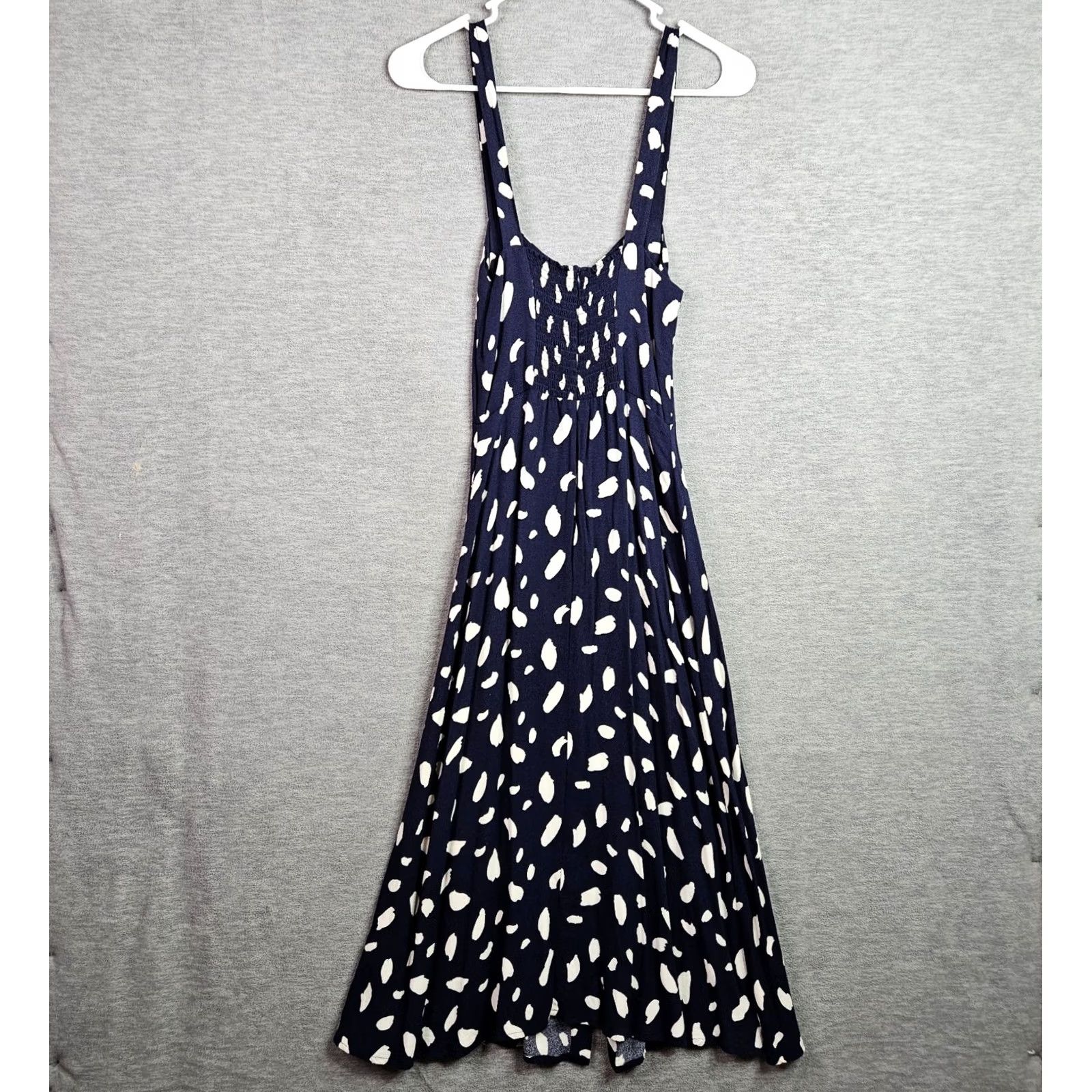 Reformation Reformation Persimonne Midi Dress Women’s 4 Navy Splatter Pattern Button Front Size S / US 4 / IT 40 - 2 Thumbnail