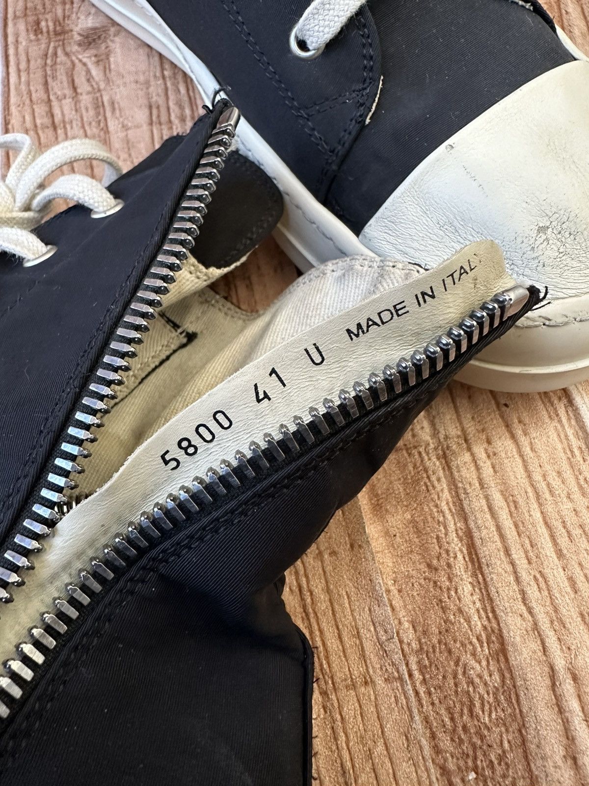 Rick Owens Rick Owens DRKSHDW Nylon Ramones Black Milk Hightops Size US 8.5 / EU 41-42 - 16 Thumbnail