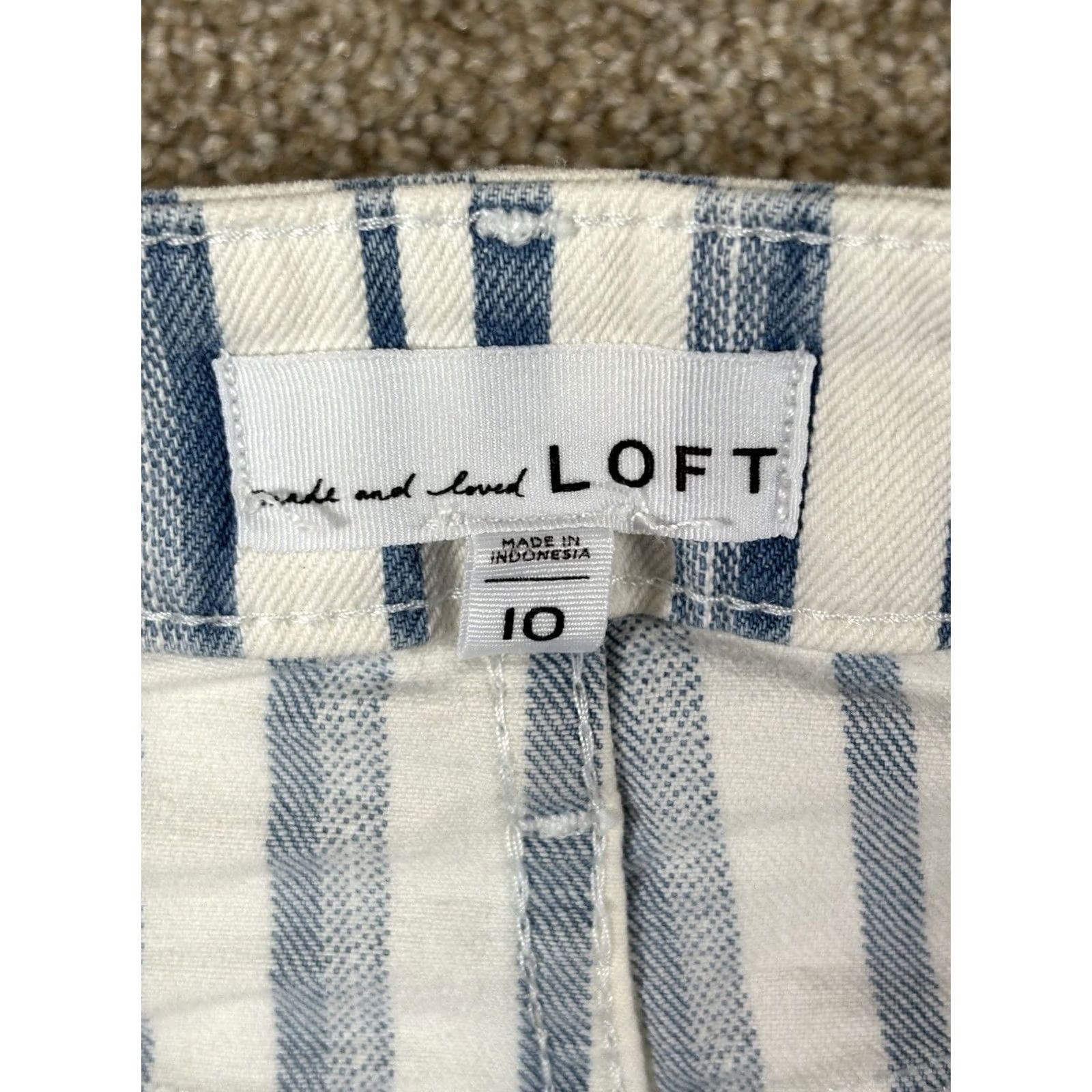 Loft LOFT Skirt Denim Striped Mini Short Pockets Button Size 10 Blue White Women Regular Womens Pre-owned Excellent Size 32" / US 10 / IT 46 - 3 Thumbnail