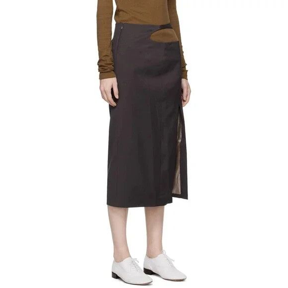 LOW CLASSIC LOW CLASSIC Curve Hole Midi Skirt Size M Gray Keyhole Waist Size 30" / US 8 / IT 44 - 16 Thumbnail