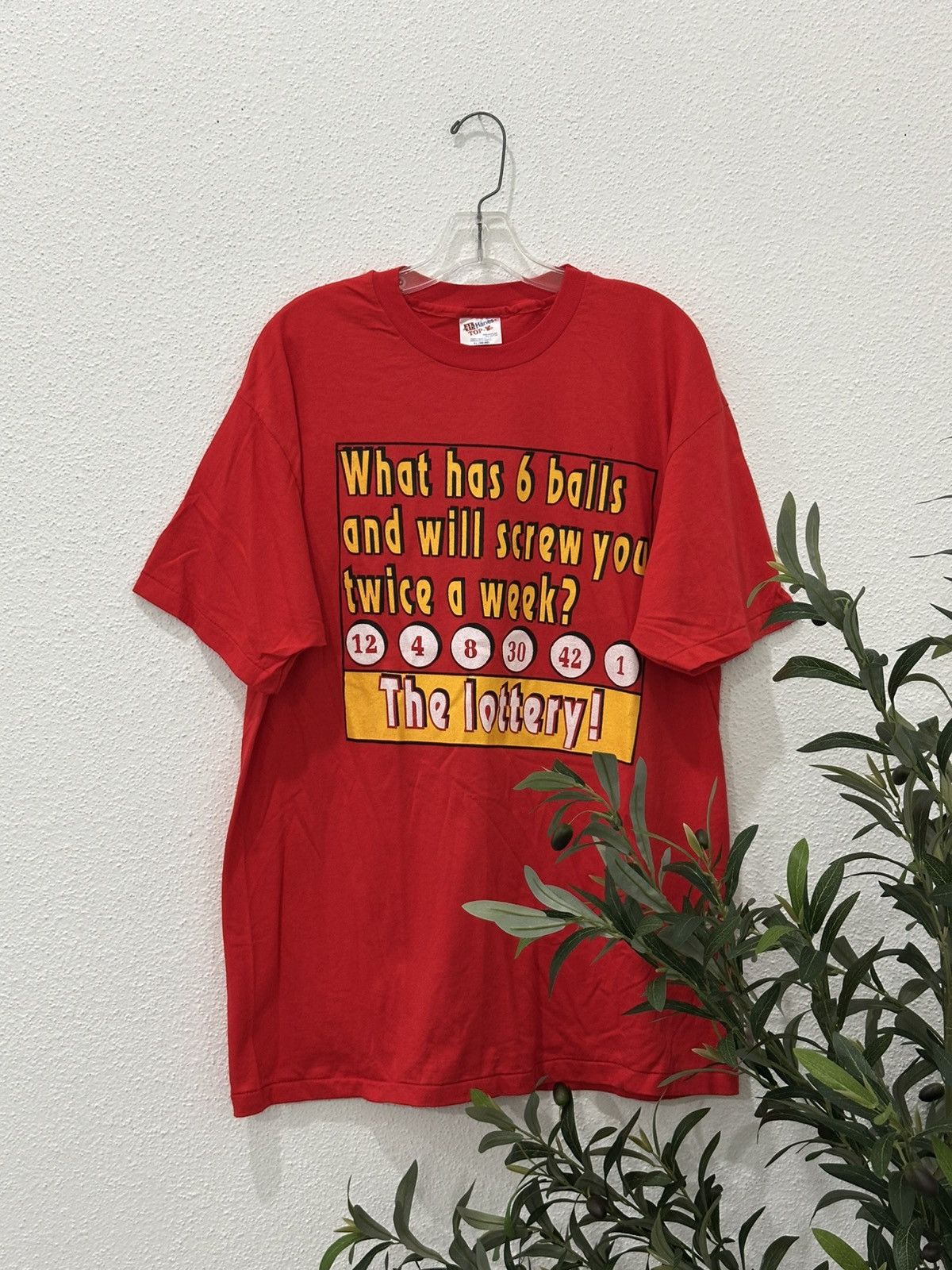 Lotto Sport Vintage 90s Lottery Six Balls Screw You Humor Tee XL DSWOT Size US XL / EU 56 / 4 - 1 Thumbnail
