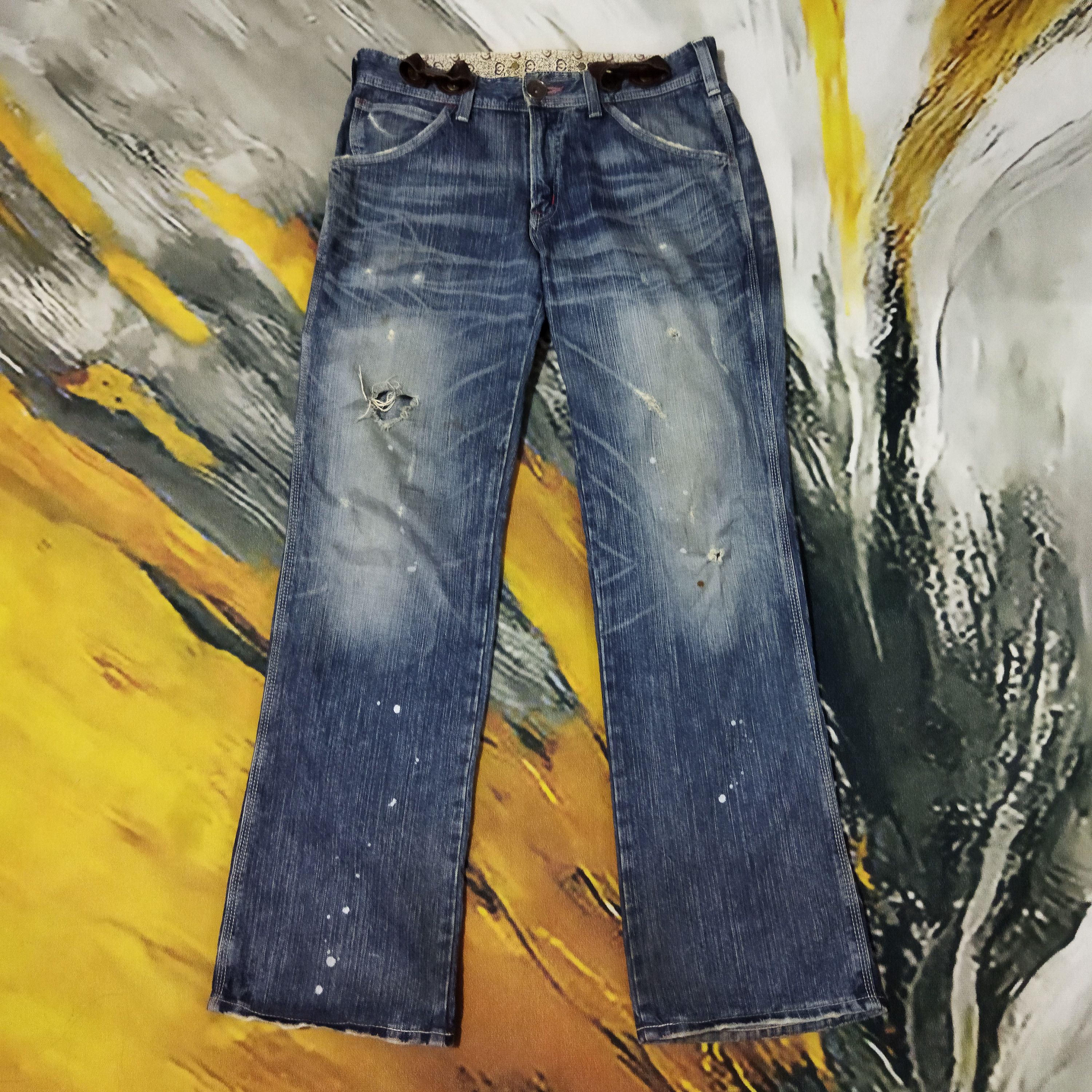 Edwin VINTAGE EDWIN DESTRESSED FADED BLUE JEANS PANTS Size US 33 - 1 Thumbnail