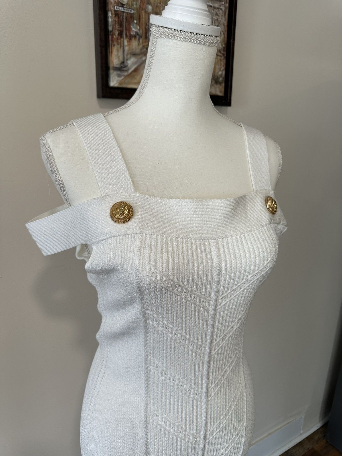 Balmain Balmain Paris Elegant White Off-Shoulder Dress Size L / US 10 / IT 46 - 5 Thumbnail
