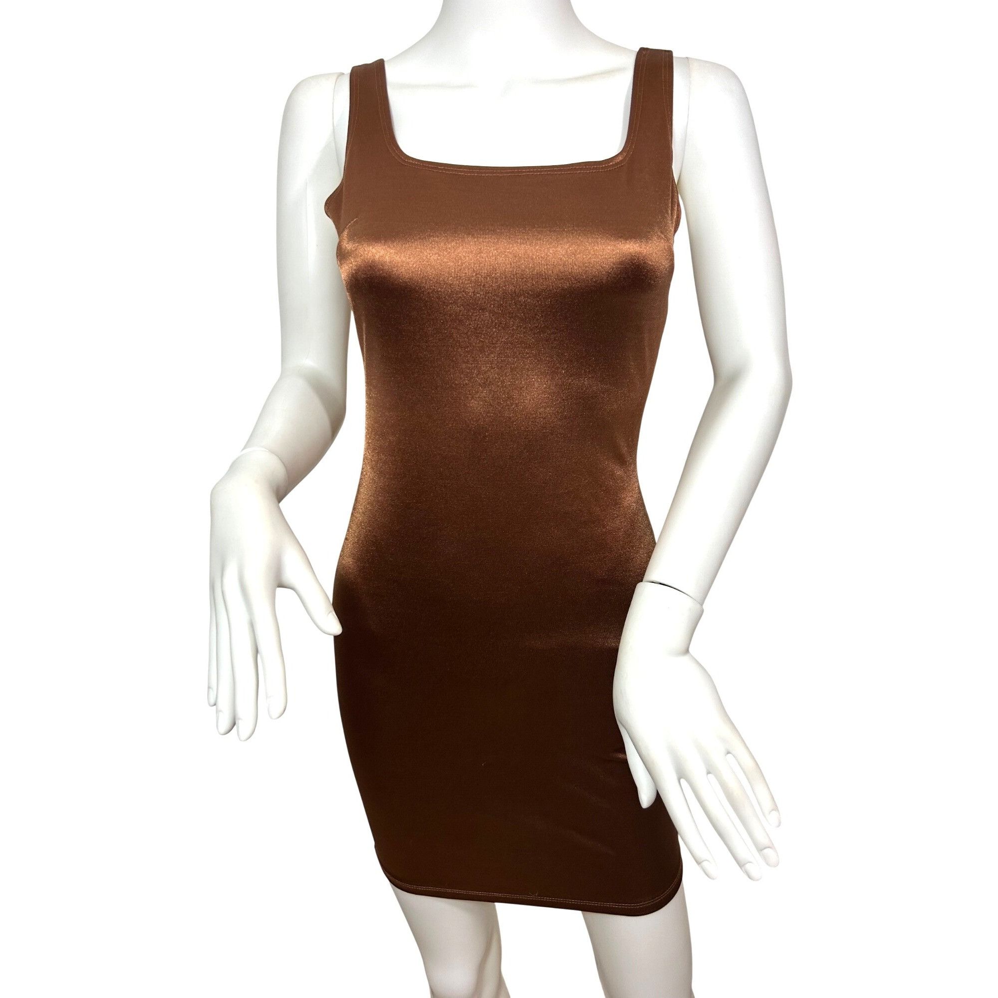 Other Iris Bodycon Camisole Mini Dress Brown Satin Shimmery Look S Size S / US 4 / IT 40 - 1 Thumbnail