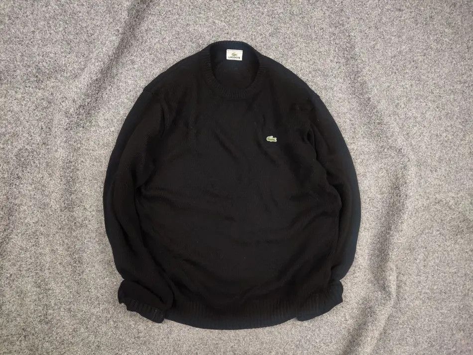 Lacoste Vintage 90's Lacoste All Black Logo Textured Sweater Jumper Size US M / EU 48-50 / 2 - 1 Thumbnail