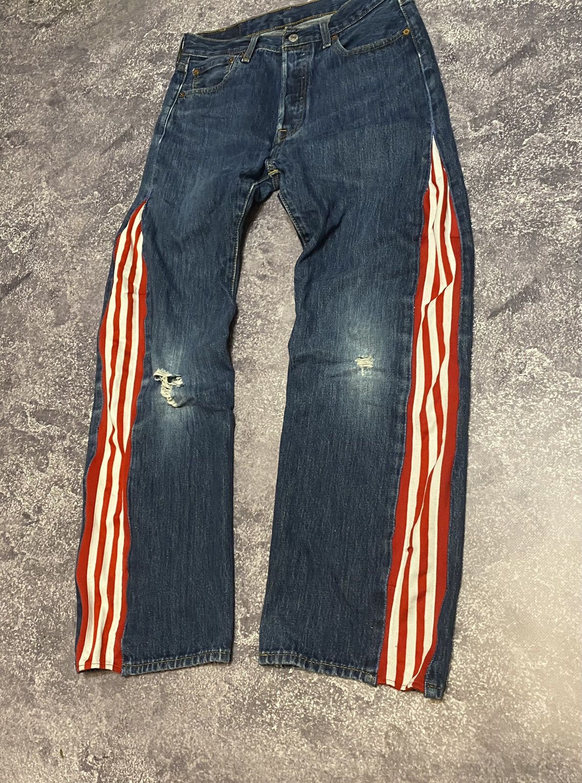 Levi's × Vintage RARE Vintage custom Reworked Levi’s x Adidas denim y2k Size US 32 / EU 48 - 2 Thumbnail