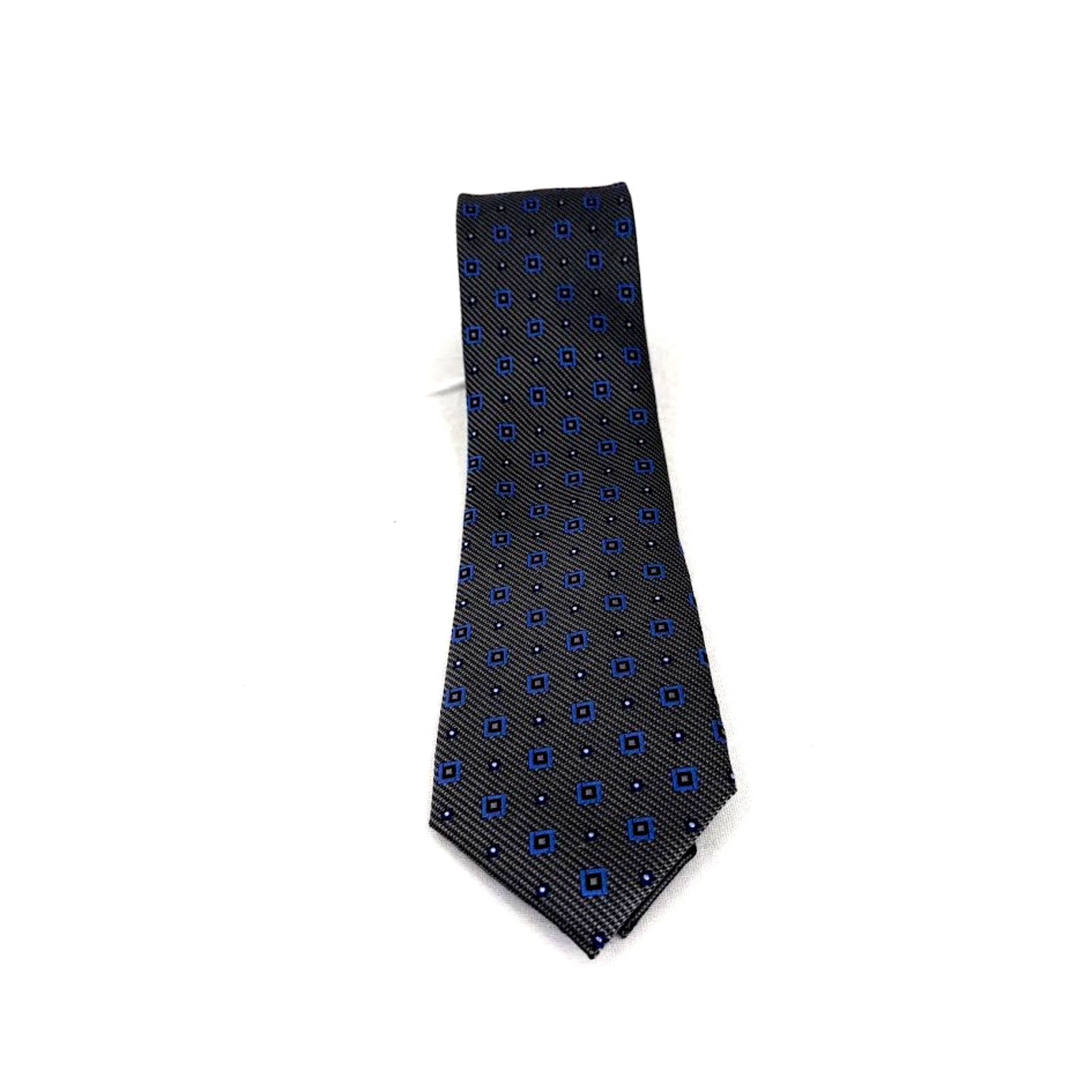 Joseph Abboud Joseph Abboud Silk Tie Gray Blue Geometric Pattern Size ONE SIZE - 1 Thumbnail