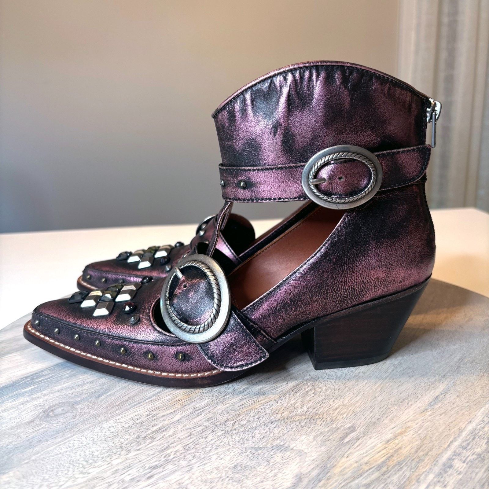 Coach Coach Cut Out Western Creeper Boots Metallic Purple Sz 7.5B Size US 7.5 / IT 37.5 - 3 Thumbnail