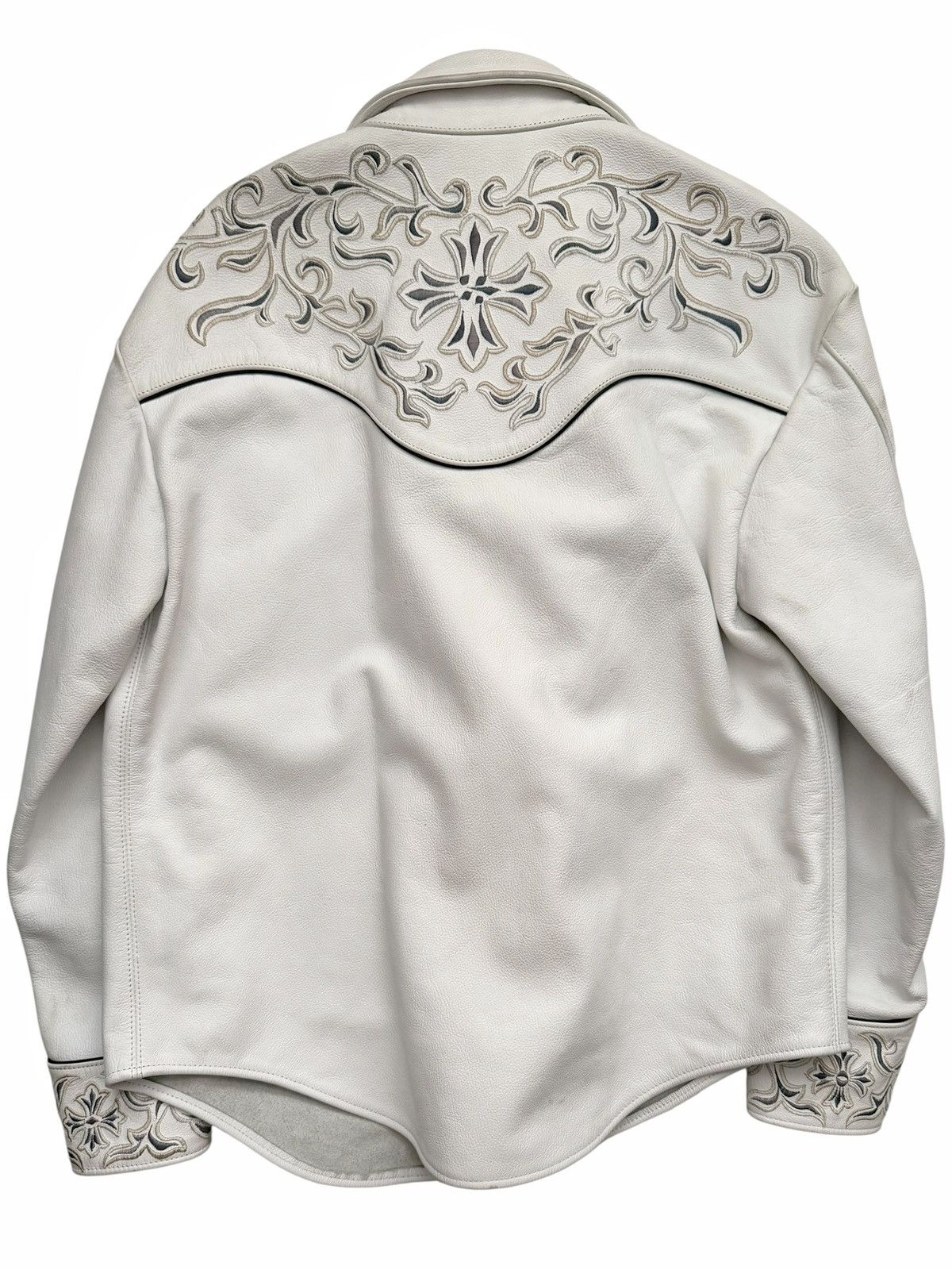 A&G Rock Sample White Leather Western Shirt Jacket Size US S / EU 44-46 / 1 - 2 Thumbnail