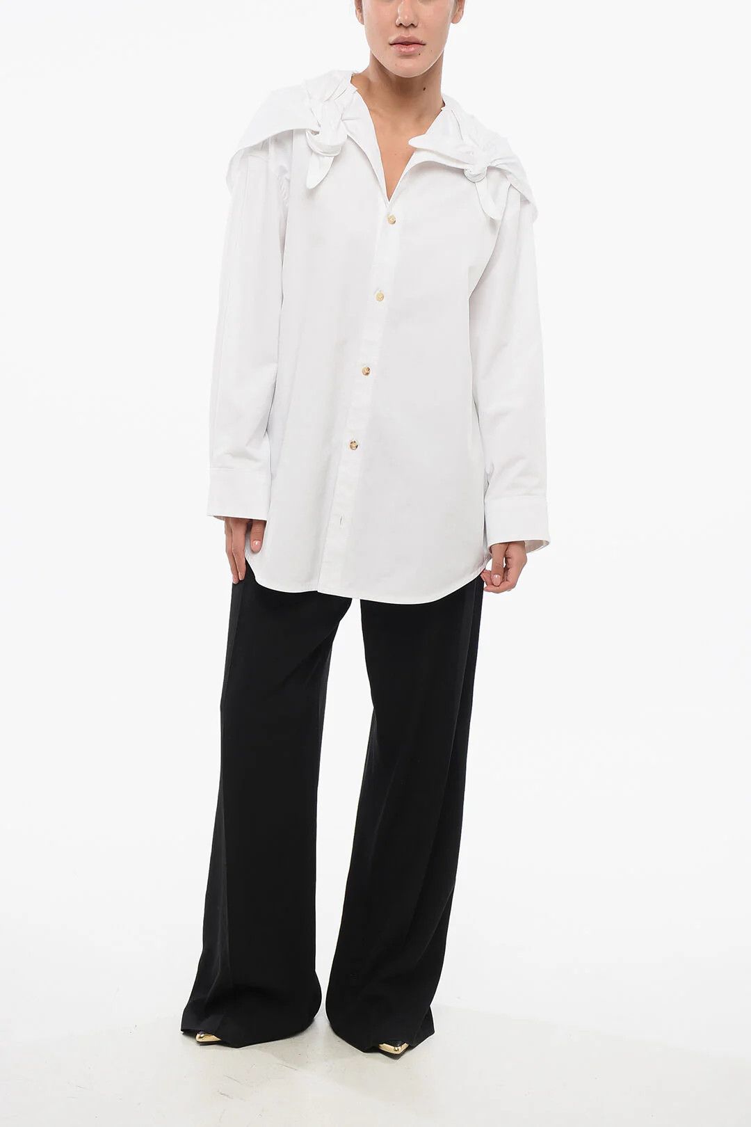 Bottega Veneta og1mm0426 Oversized Blouse in White Size XS / US 0-2 / IT 36-38 - 4 Thumbnail